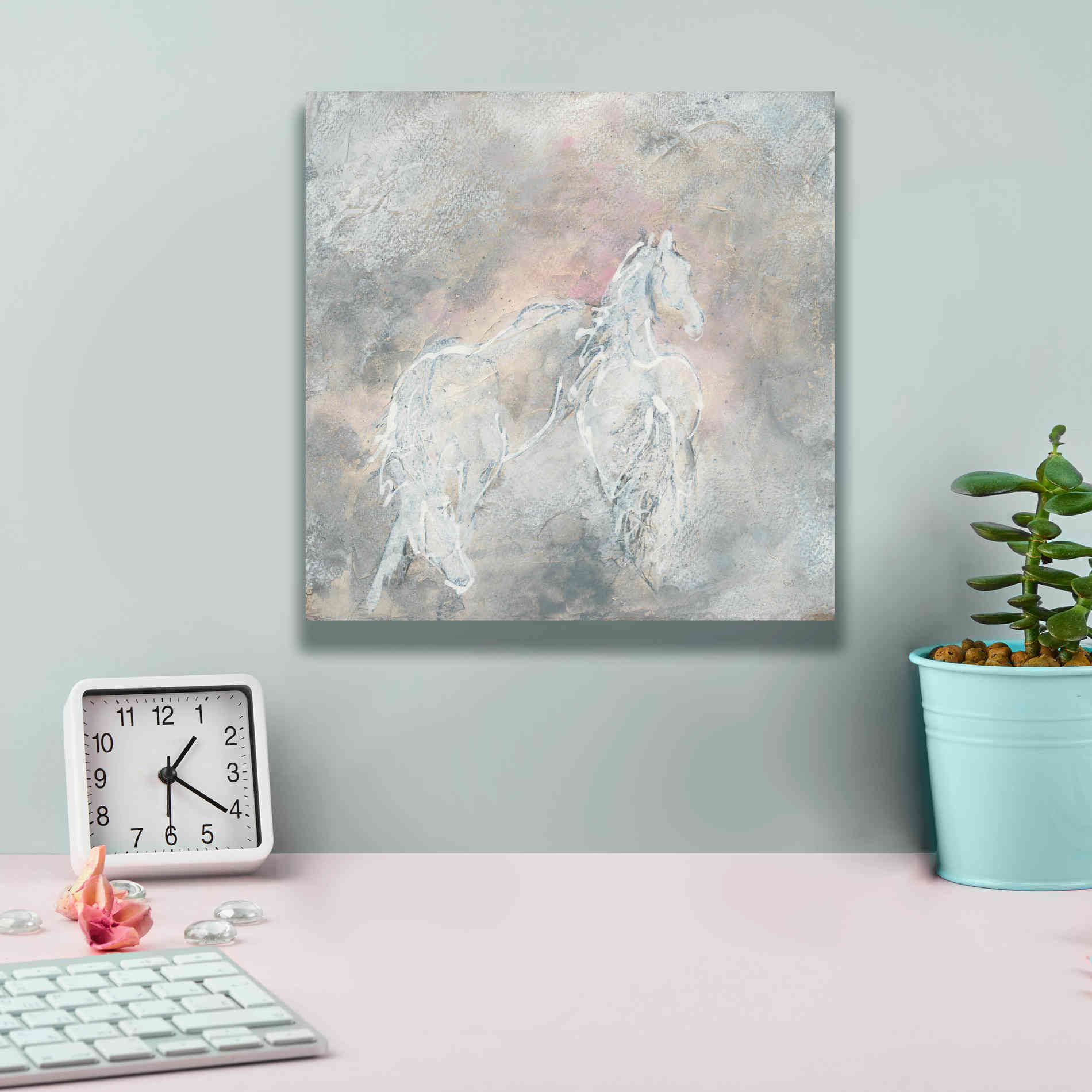 'Blush Horses II' by Chris Paschke, Giclee Canvas Wall Art,12 x 12