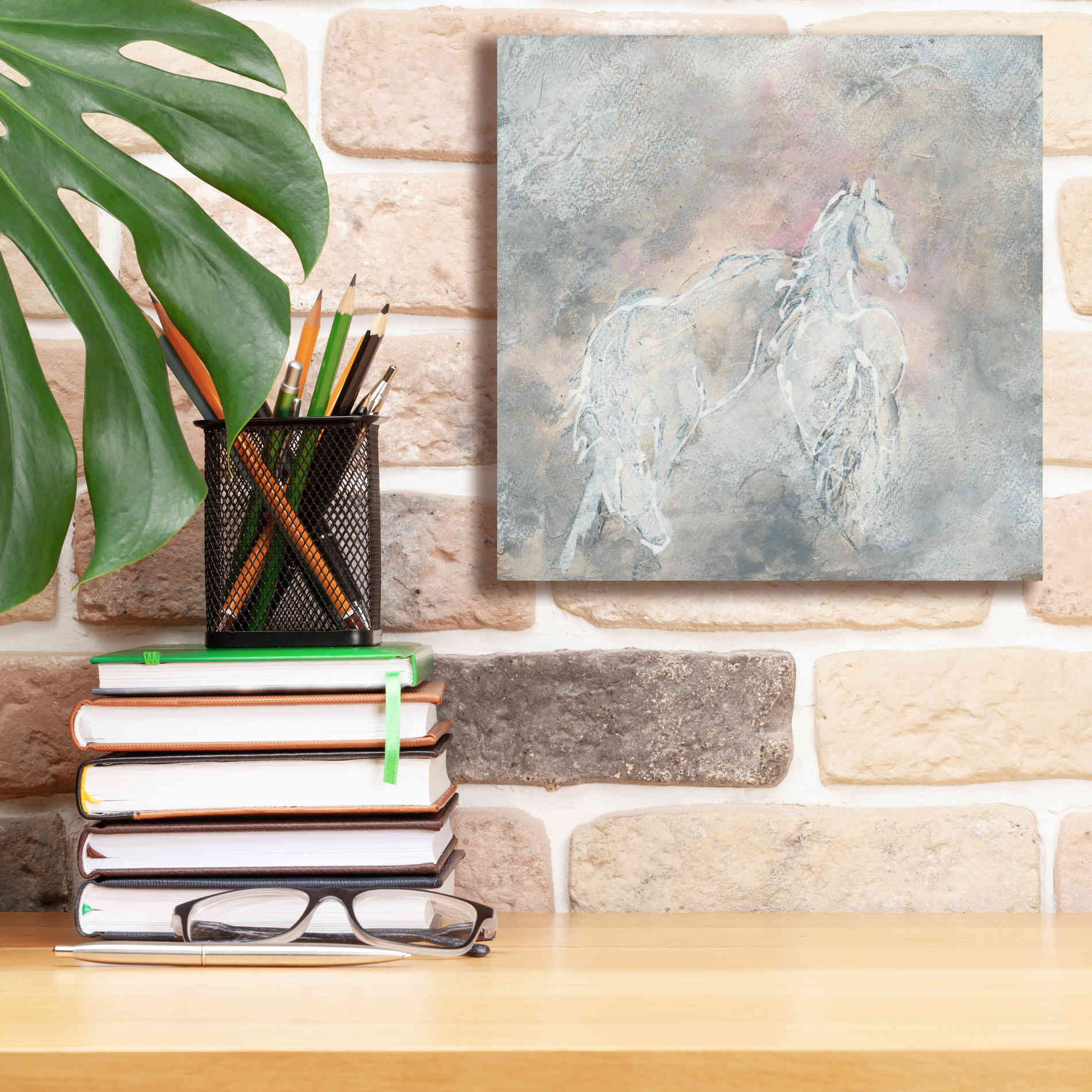 'Blush Horses II' by Chris Paschke, Giclee Canvas Wall Art,12 x 12