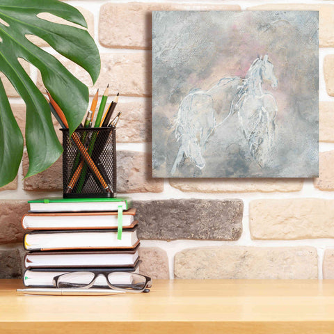 Image of 'Blush Horses II' by Chris Paschke, Giclee Canvas Wall Art,12 x 12