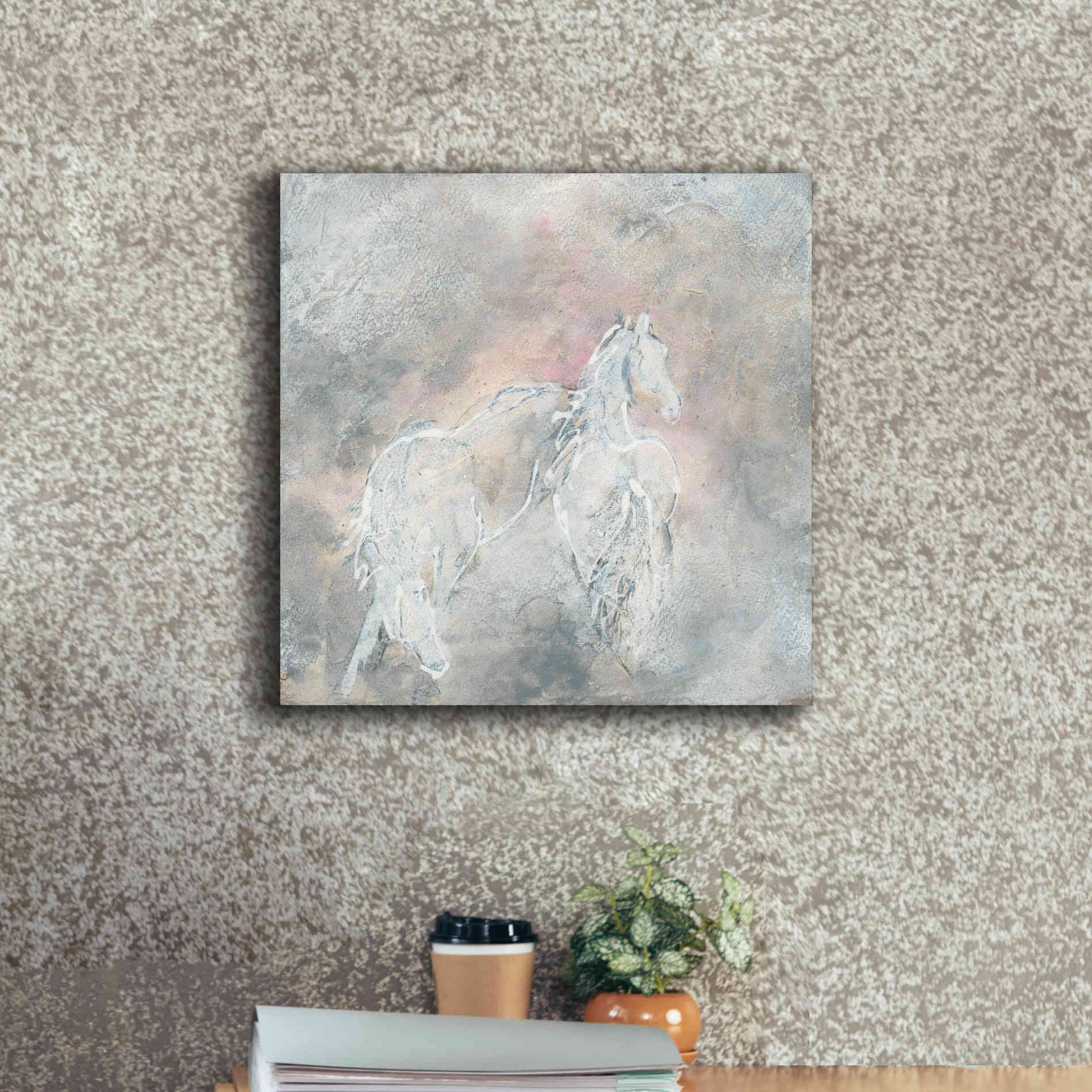 'Blush Horses II' by Chris Paschke, Giclee Canvas Wall Art,18 x 18