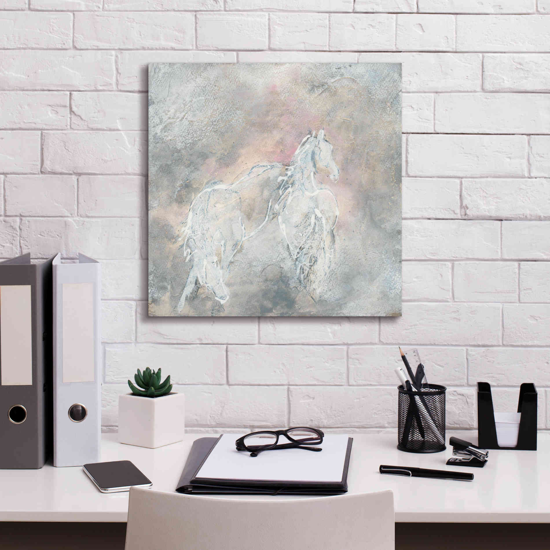 'Blush Horses II' by Chris Paschke, Giclee Canvas Wall Art,18 x 18