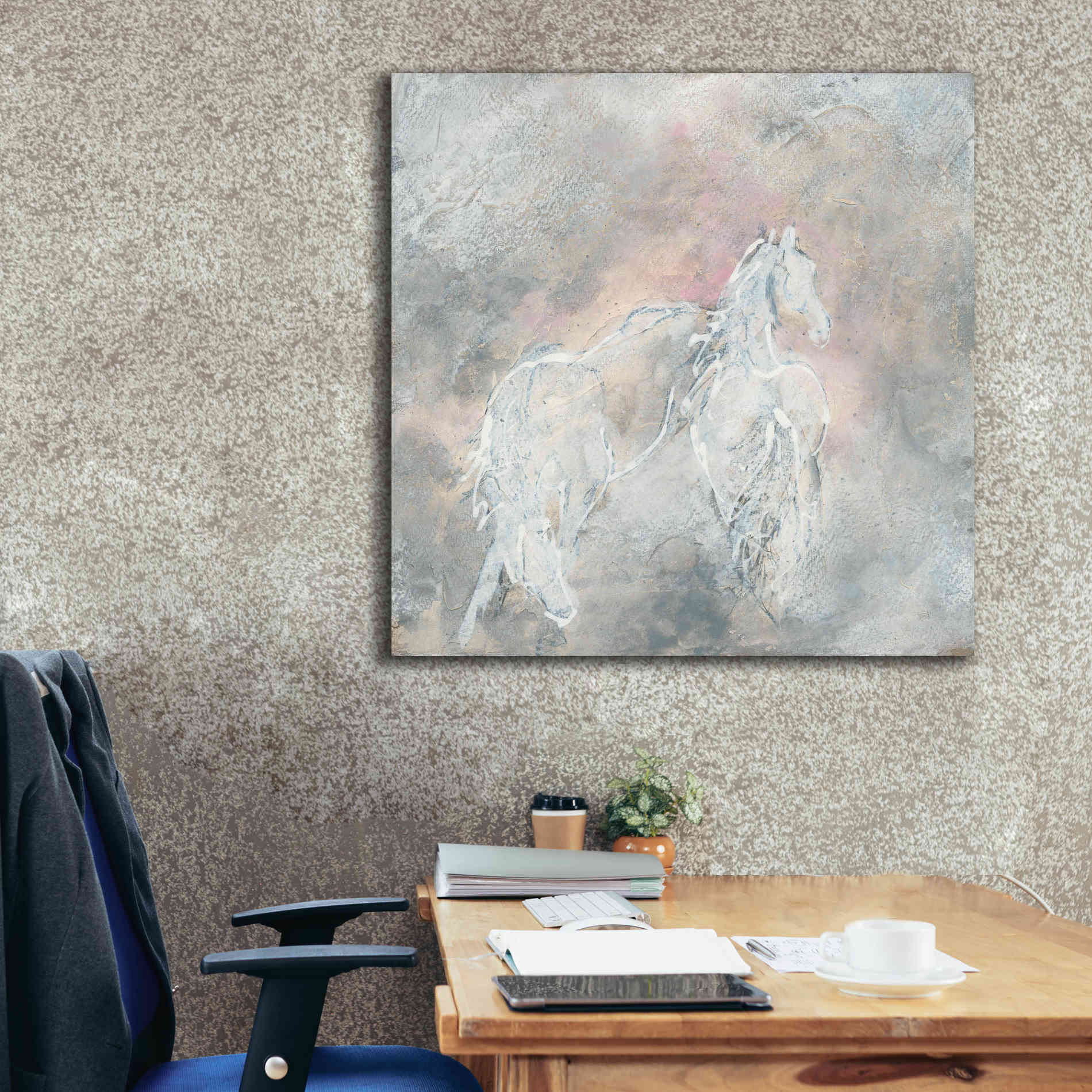 'Blush Horses II' by Chris Paschke, Giclee Canvas Wall Art,37 x 37