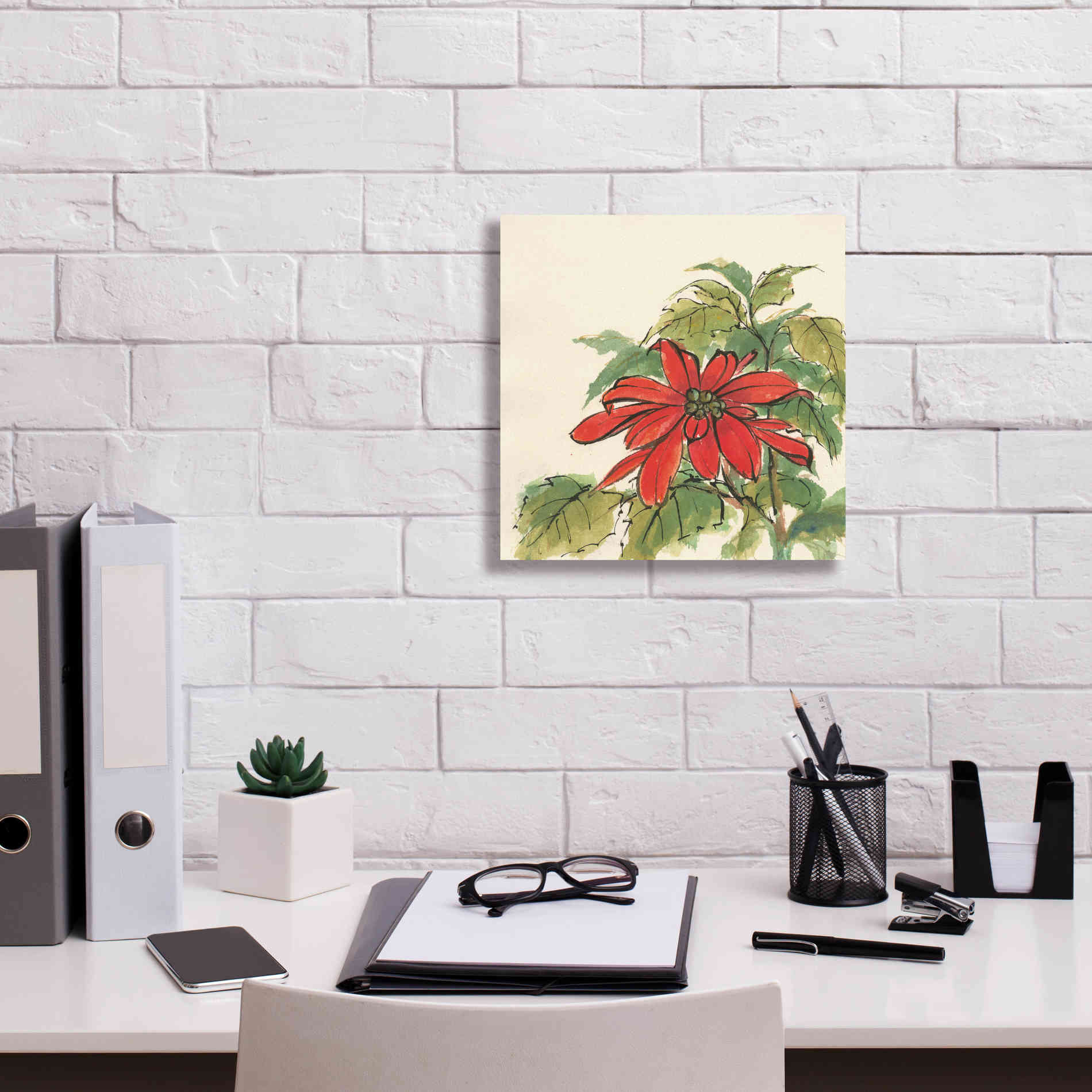 'Poinsettia I' by Chris Paschke, Giclee Canvas Wall Art,12 x 12
