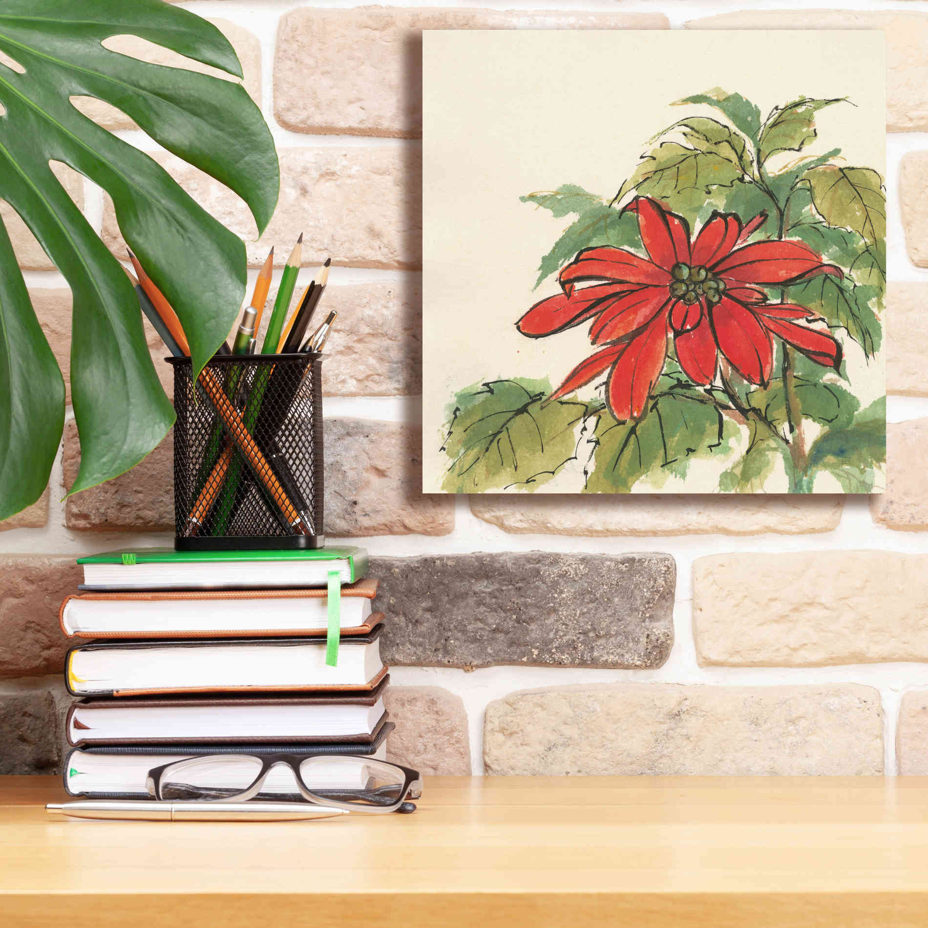 'Poinsettia I' by Chris Paschke, Giclee Canvas Wall Art,12 x 12