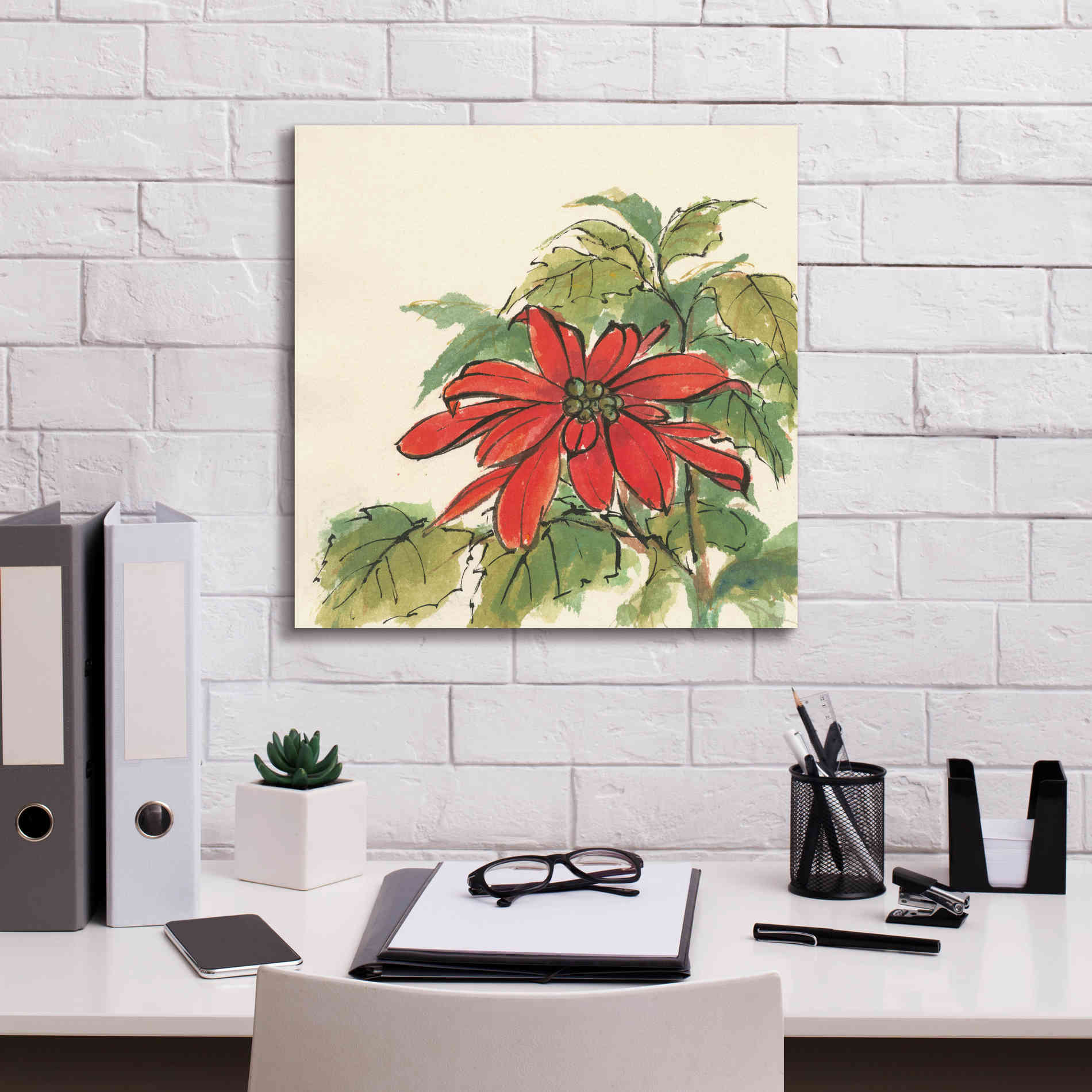 'Poinsettia I' by Chris Paschke, Giclee Canvas Wall Art,18 x 18