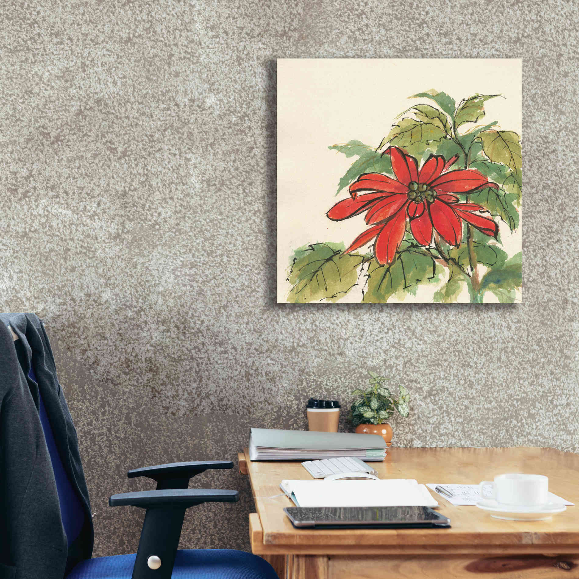 'Poinsettia I' by Chris Paschke, Giclee Canvas Wall Art,26 x 26