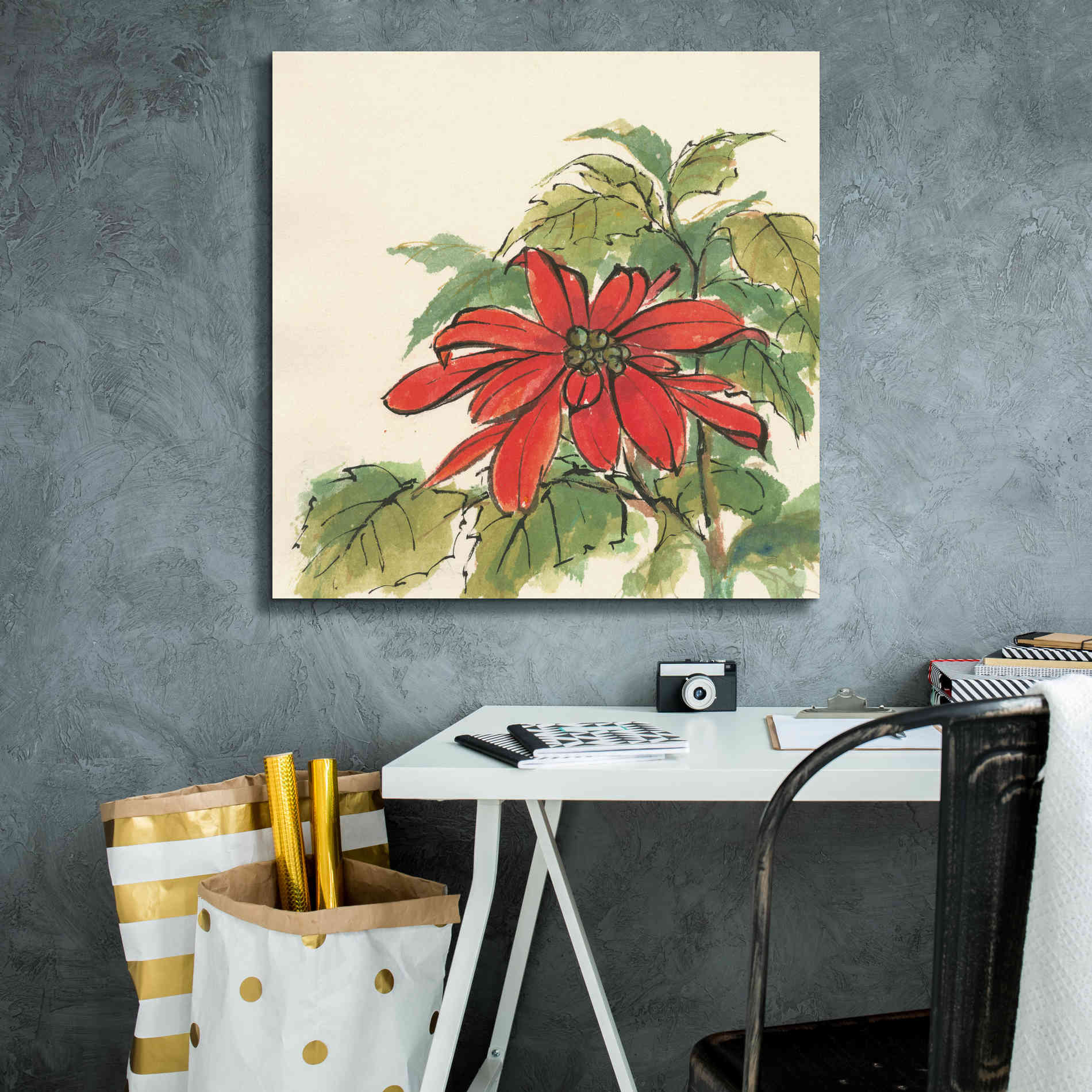 'Poinsettia I' by Chris Paschke, Giclee Canvas Wall Art,26 x 26