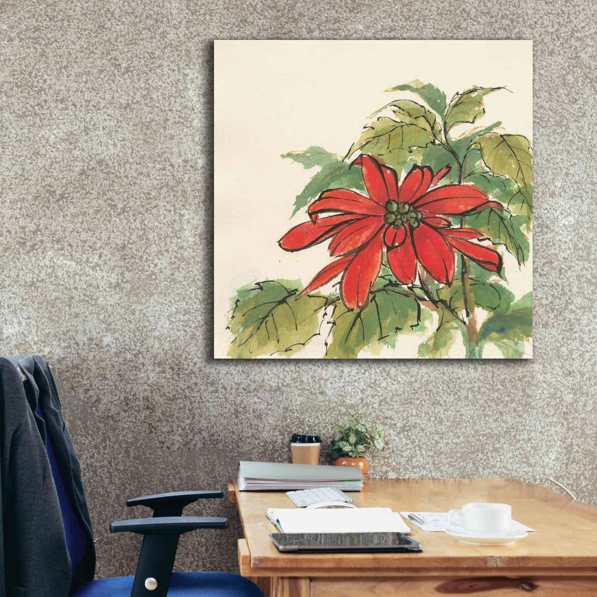 'Poinsettia I' by Chris Paschke, Giclee Canvas Wall Art,37 x 37