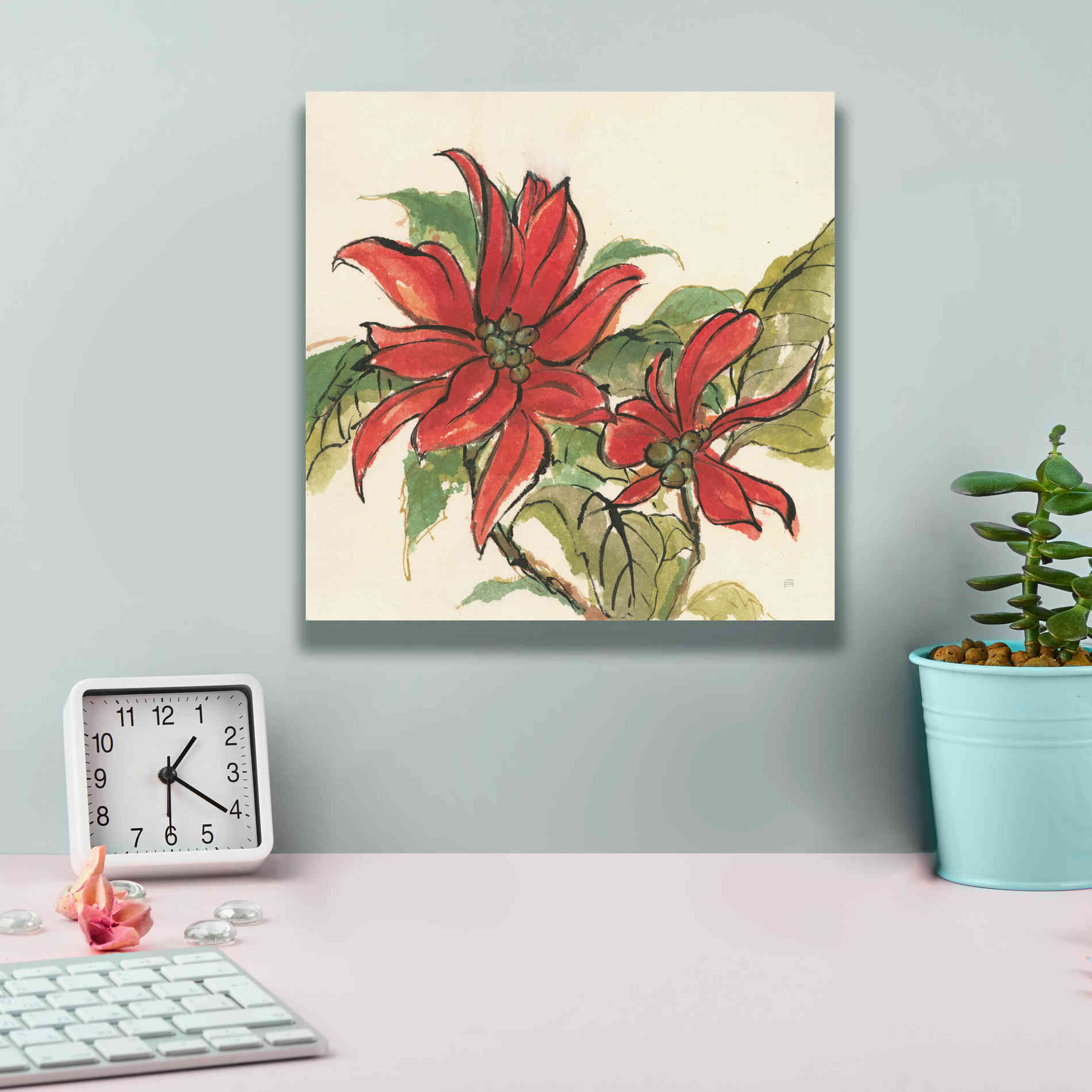 'Poinsettia II' by Chris Paschke, Giclee Canvas Wall Art,12 x 12