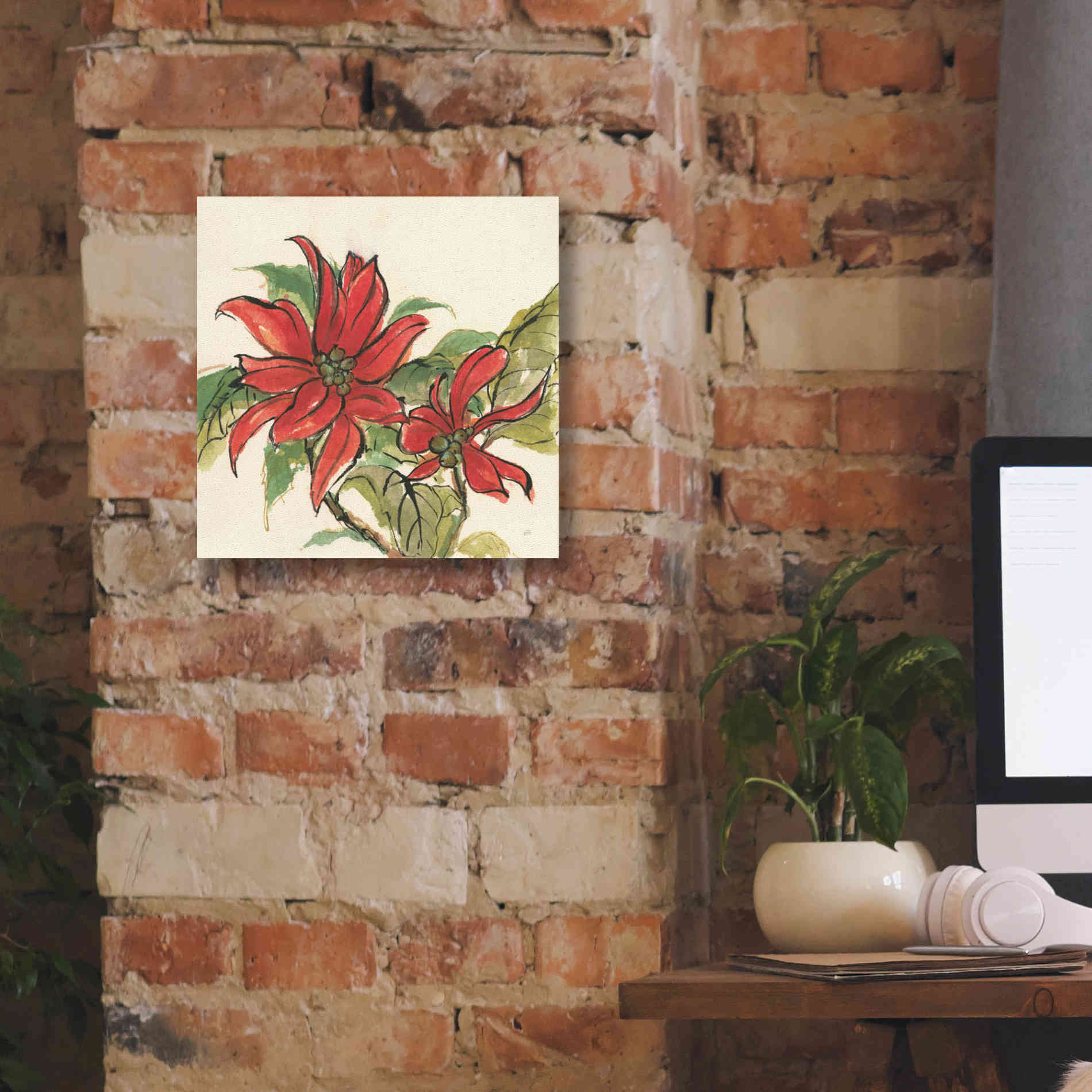 'Poinsettia II' by Chris Paschke, Giclee Canvas Wall Art,12 x 12
