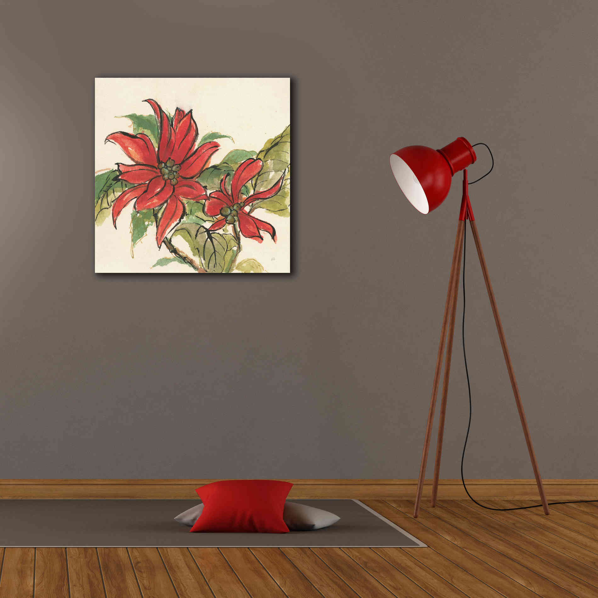 'Poinsettia II' by Chris Paschke, Giclee Canvas Wall Art,26 x 26