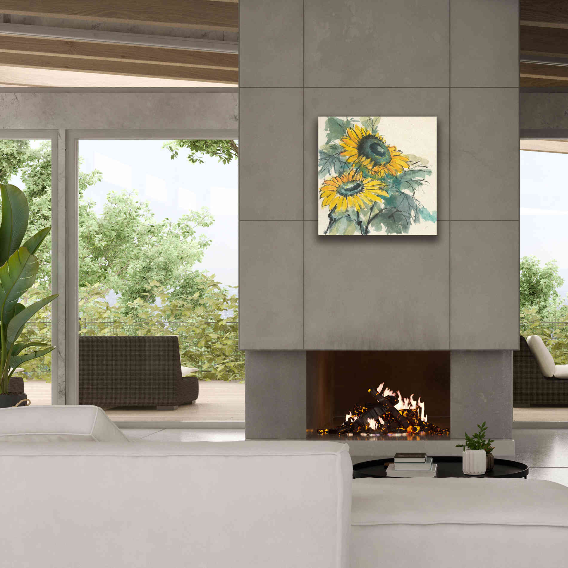 'Sunflower I' by Chris Paschke, Giclee Canvas Wall Art,26 x 26