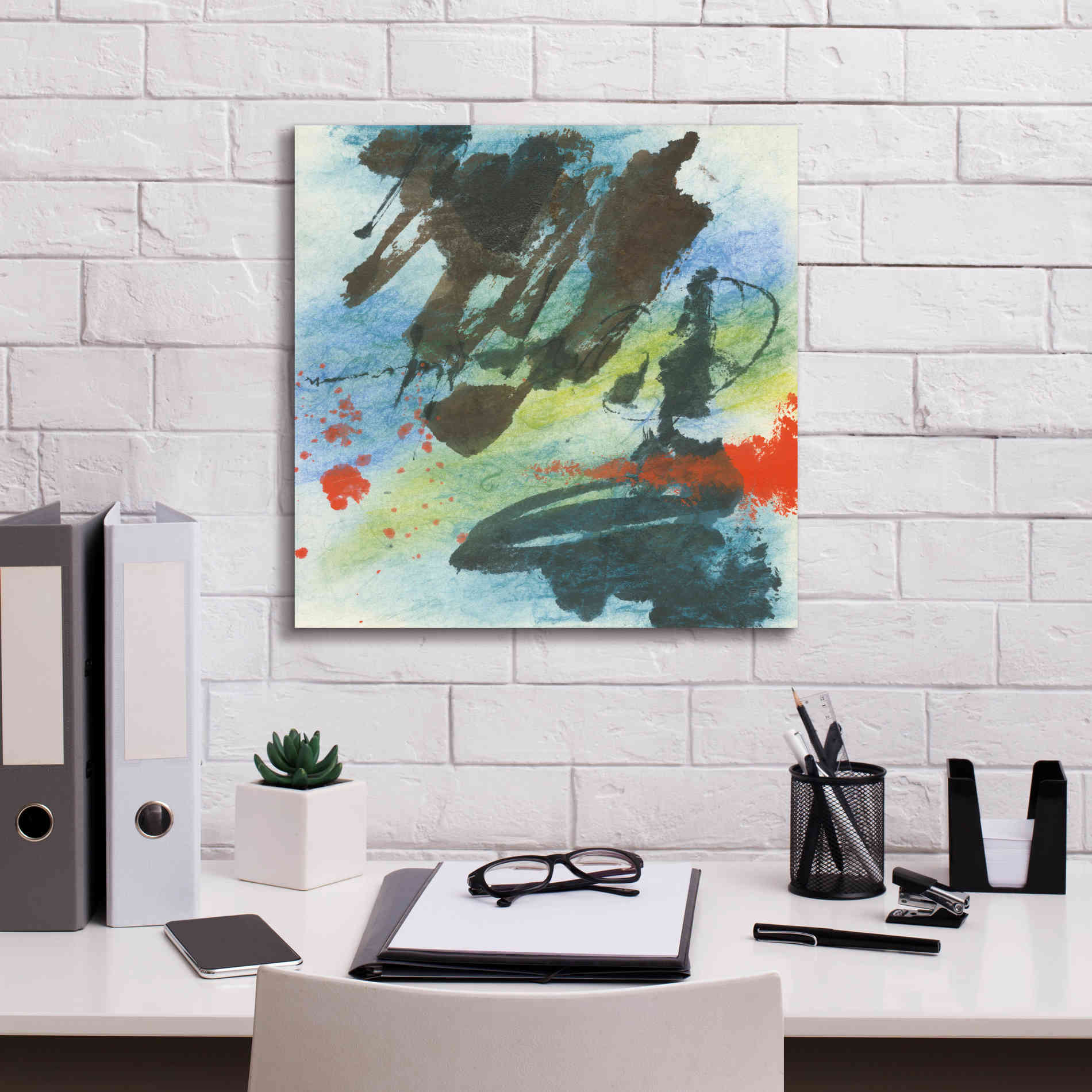 'Graffiti Blue II' by Chris Paschke, Giclee Canvas Wall Art,18 x 18