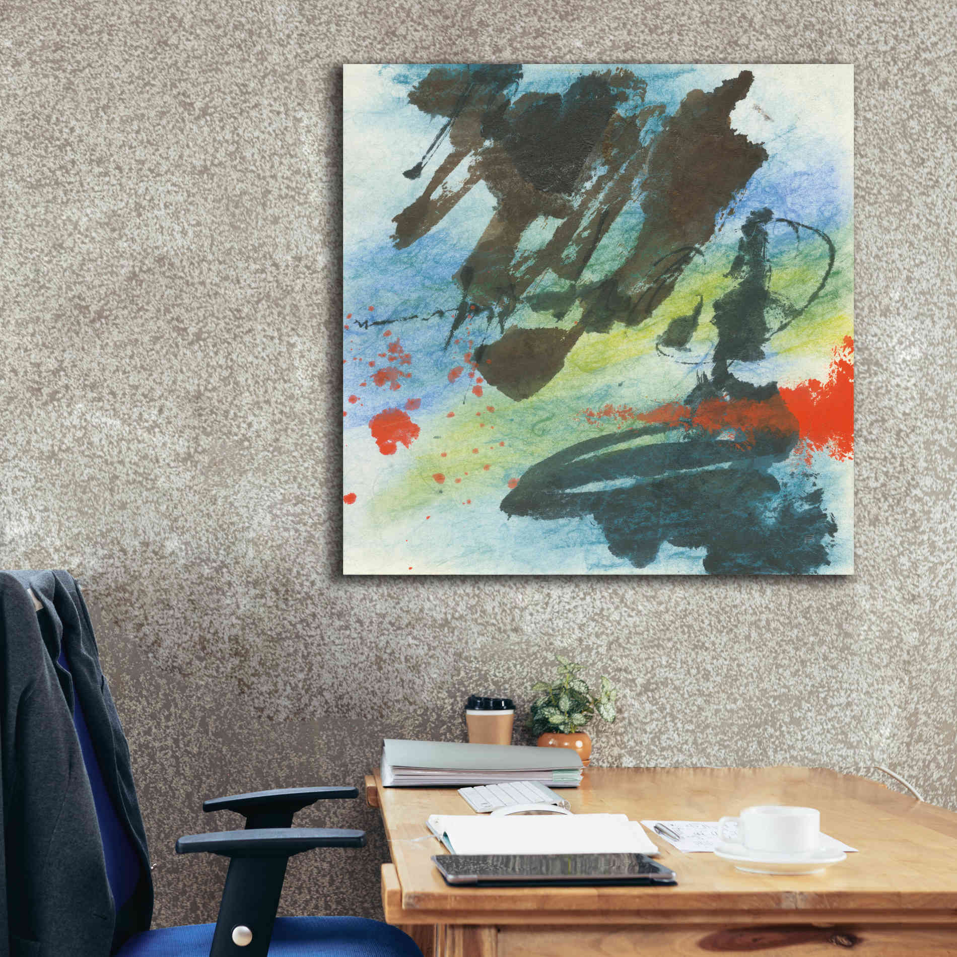 'Graffiti Blue II' by Chris Paschke, Giclee Canvas Wall Art,37 x 37