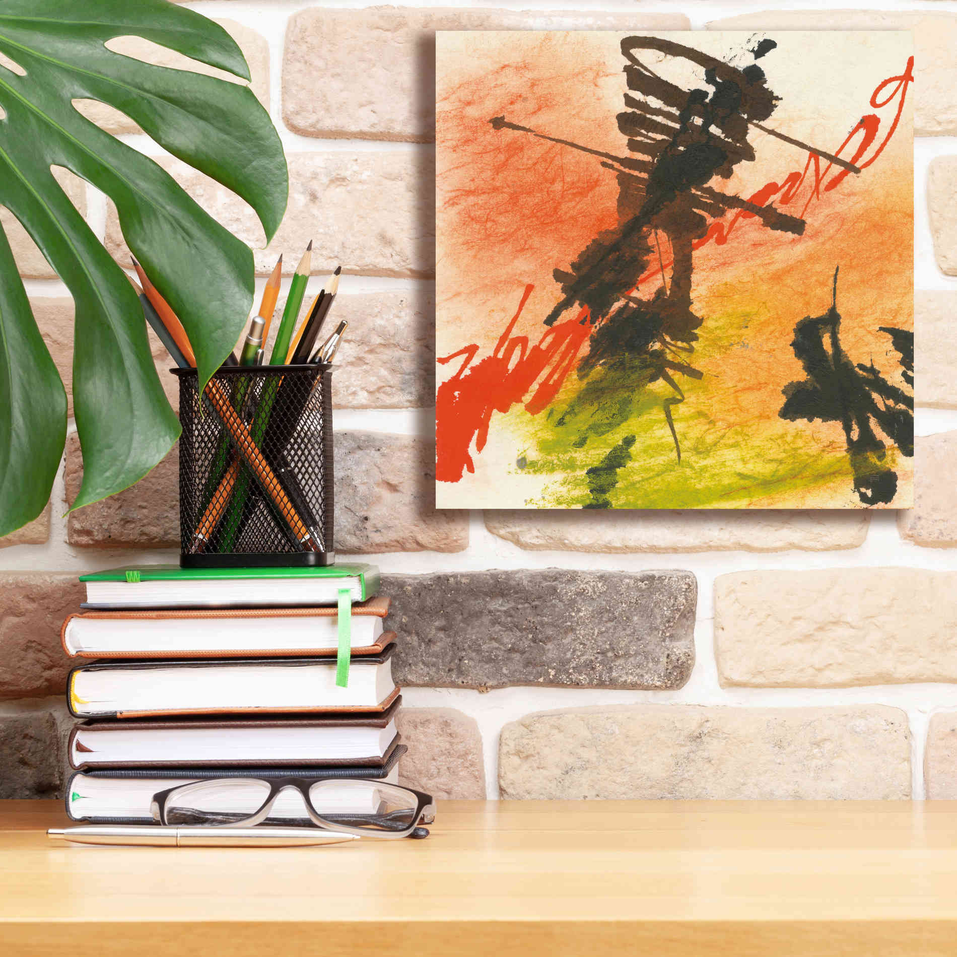 'Graffiti Orange I' by Chris Paschke, Giclee Canvas Wall Art,12 x 12