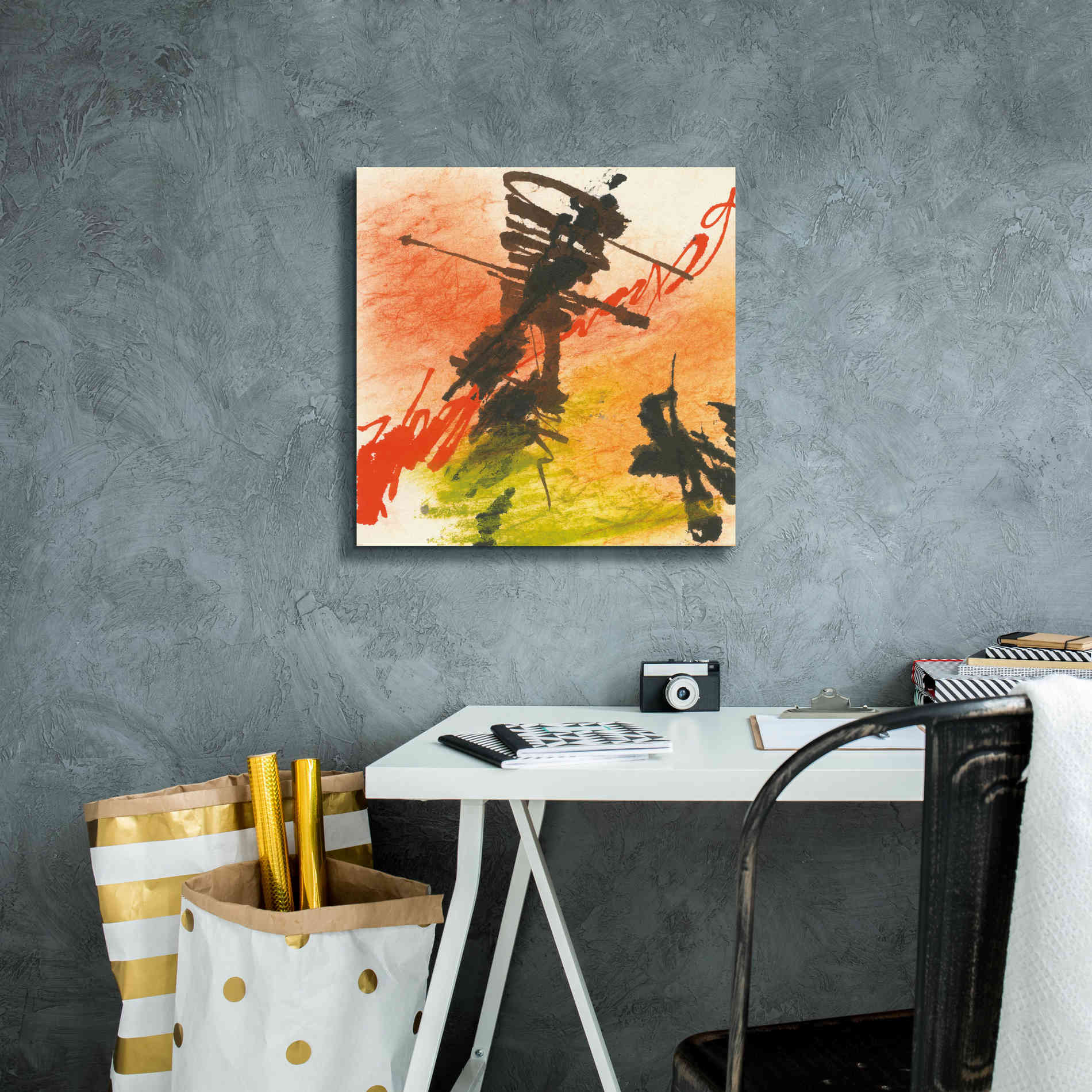 'Graffiti Orange I' by Chris Paschke, Giclee Canvas Wall Art,18 x 18