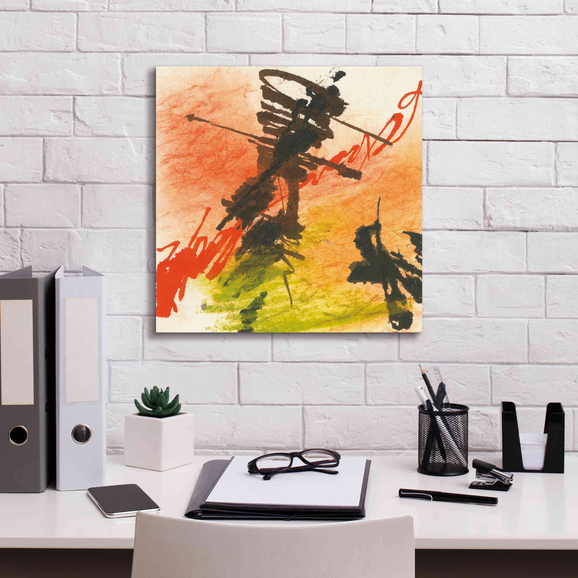 'Graffiti Orange I' by Chris Paschke, Giclee Canvas Wall Art,18 x 18