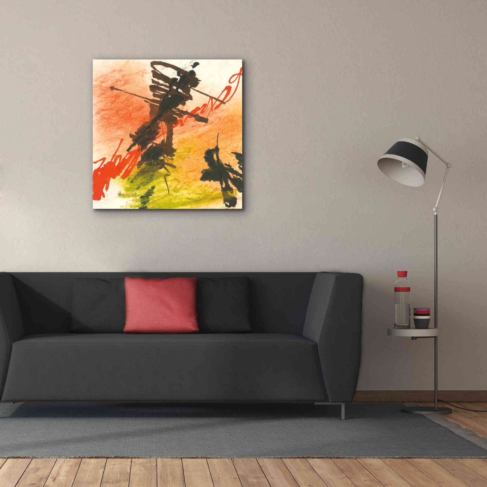 'Graffiti Orange I' by Chris Paschke, Giclee Canvas Wall Art,37 x 37