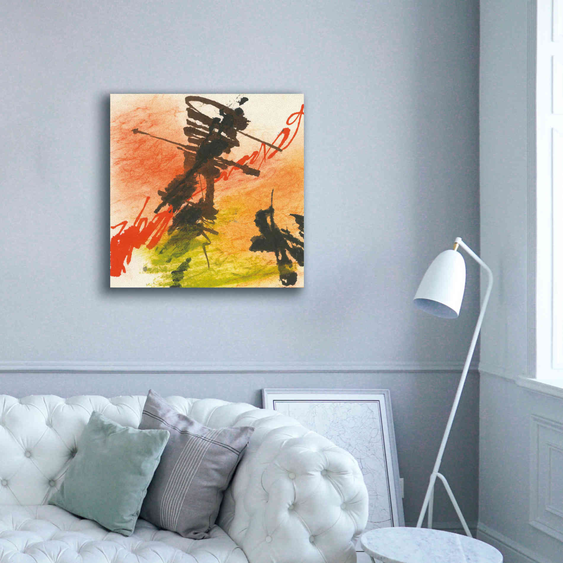 'Graffiti Orange I' by Chris Paschke, Giclee Canvas Wall Art,37 x 37