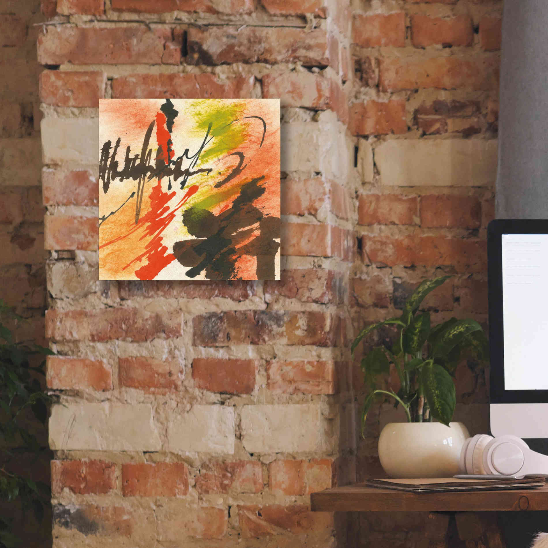 'Graffiti Orange II' by Chris Paschke, Giclee Canvas Wall Art,12 x 12