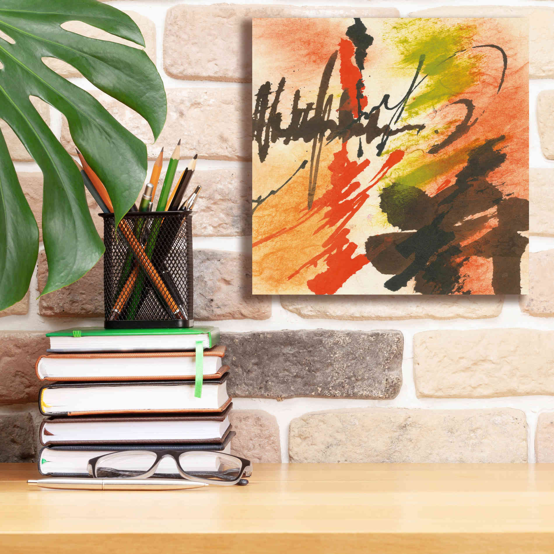 'Graffiti Orange II' by Chris Paschke, Giclee Canvas Wall Art,12 x 12