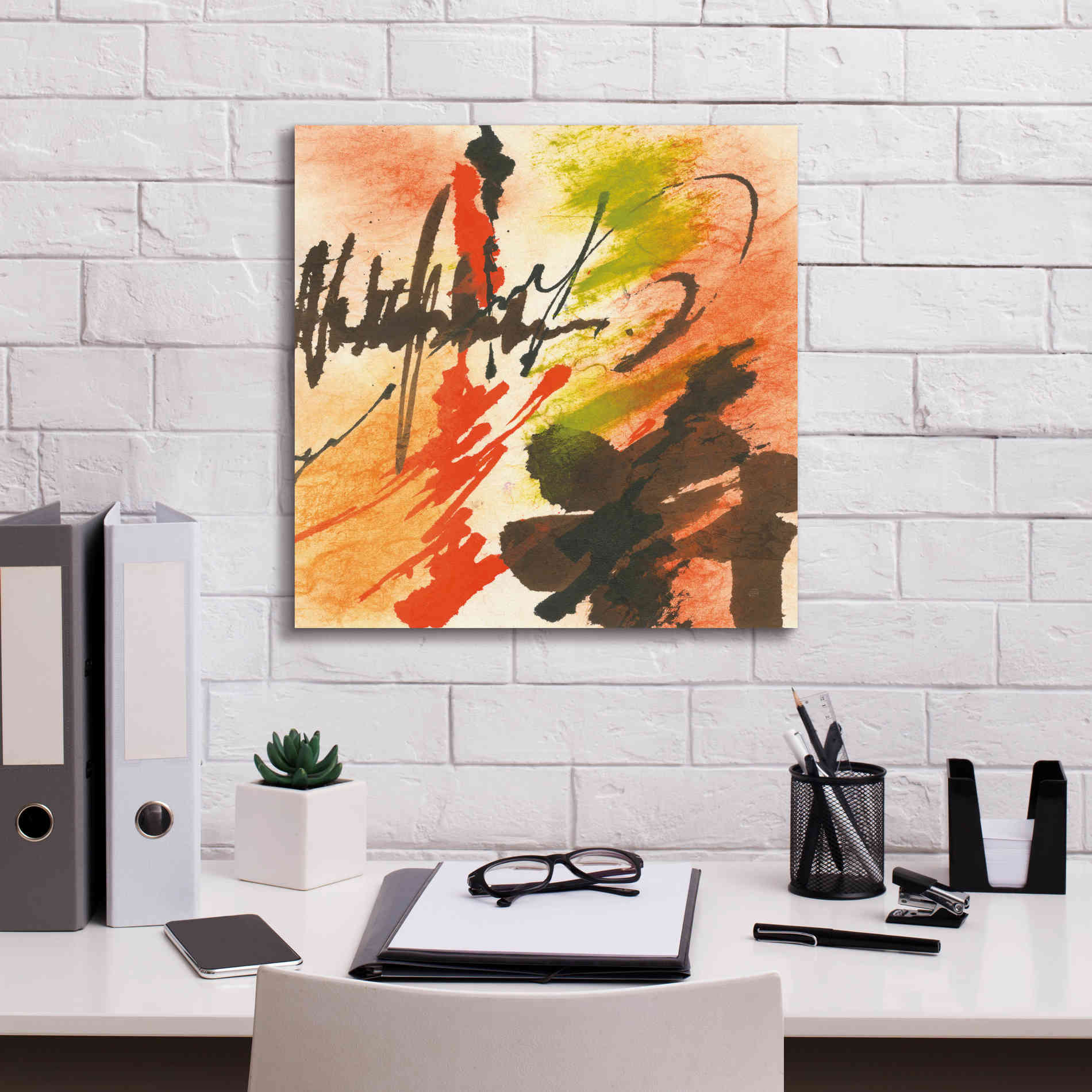 'Graffiti Orange II' by Chris Paschke, Giclee Canvas Wall Art,18 x 18