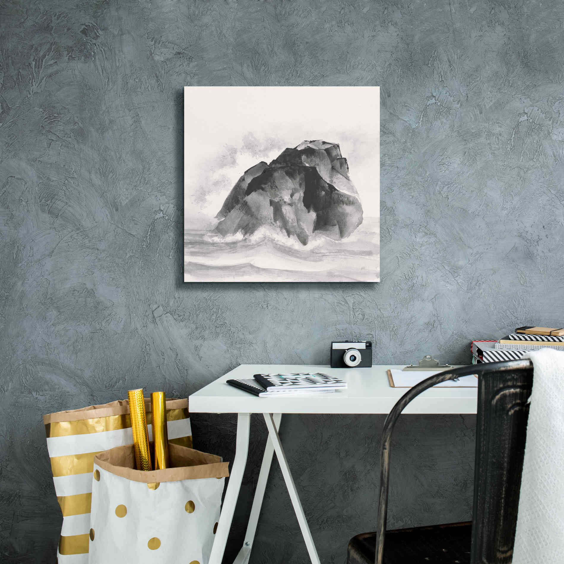 'Solitary Rock' by Chris Paschke, Giclee Canvas Wall Art,18 x 18