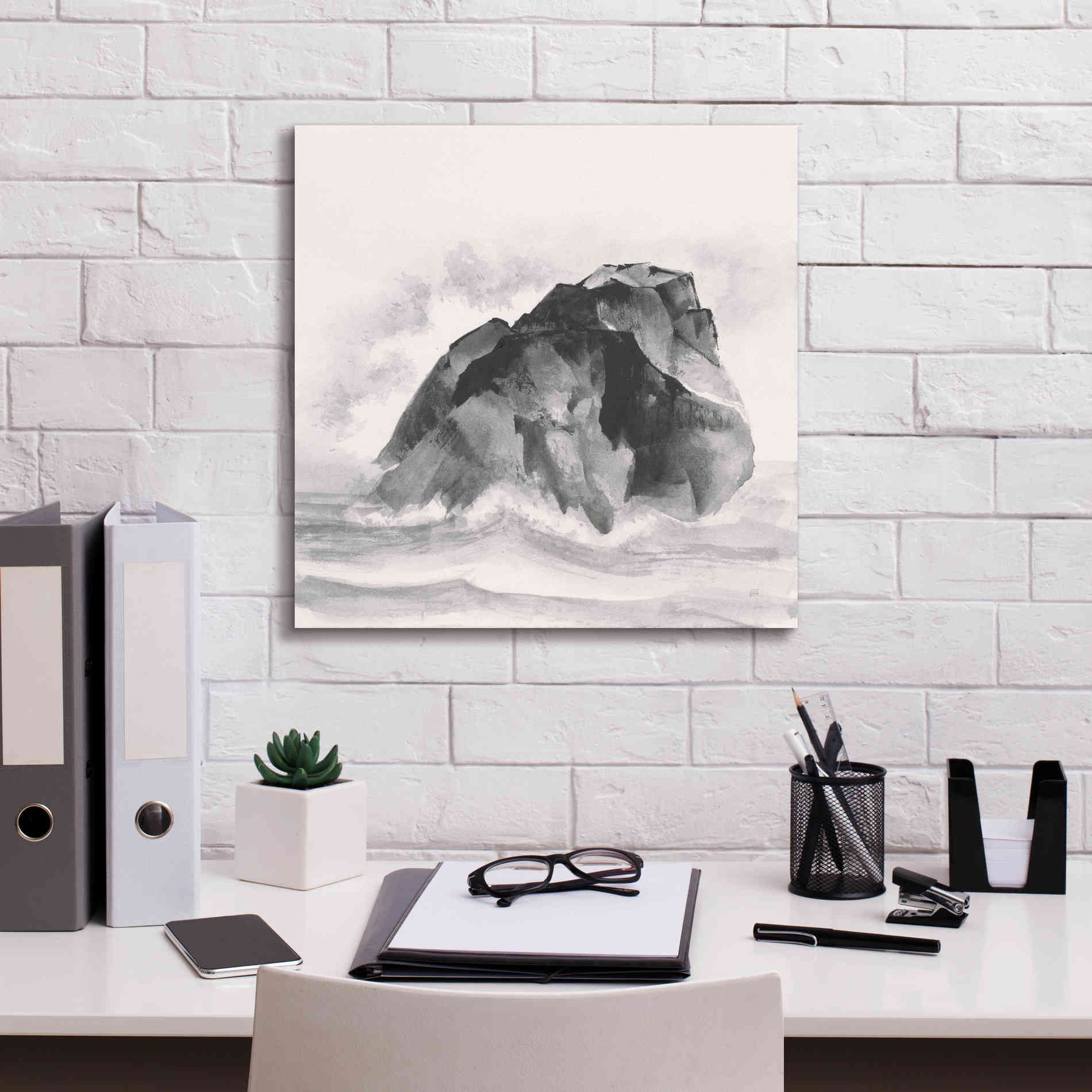 'Solitary Rock' by Chris Paschke, Giclee Canvas Wall Art,18 x 18