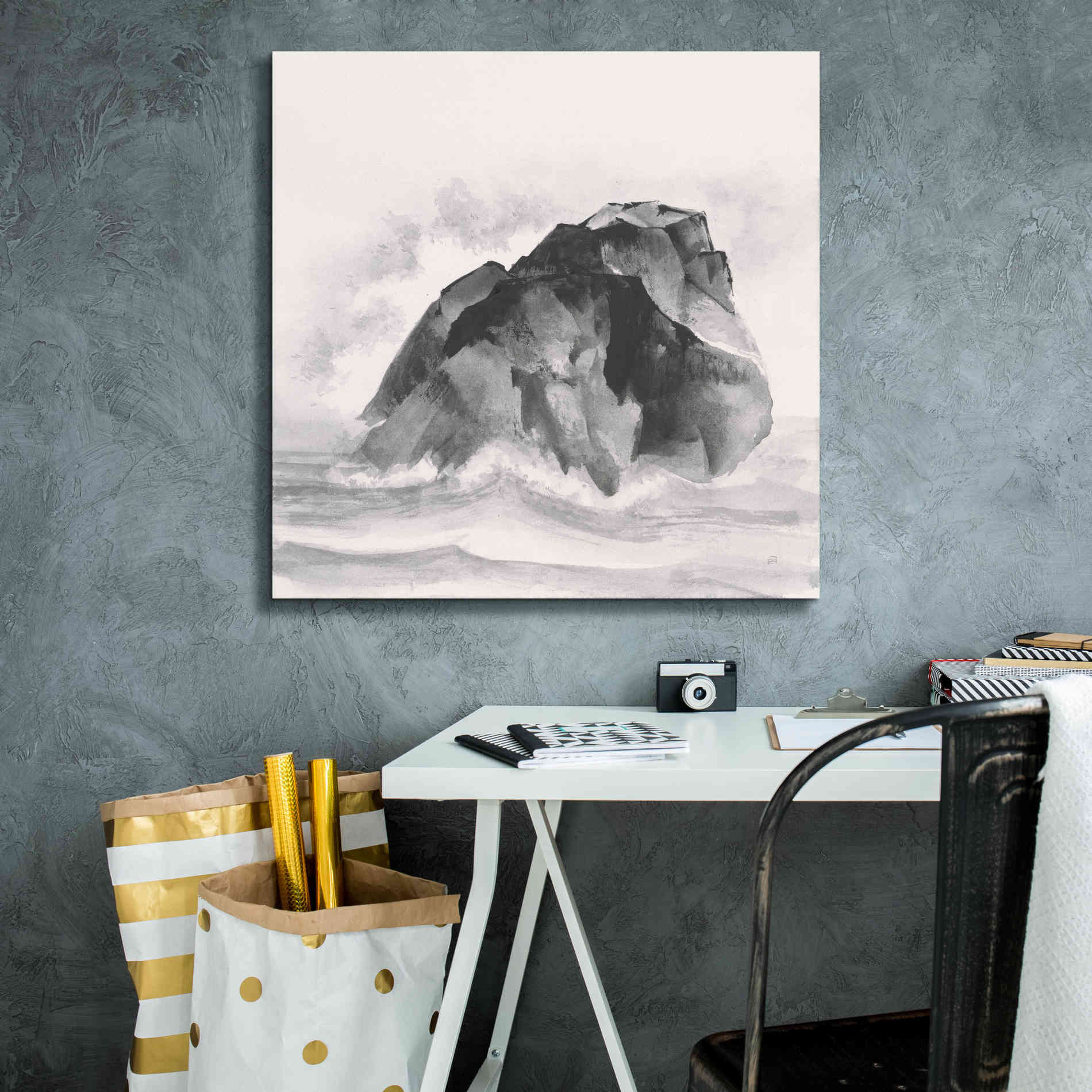 'Solitary Rock' by Chris Paschke, Giclee Canvas Wall Art,26 x 26