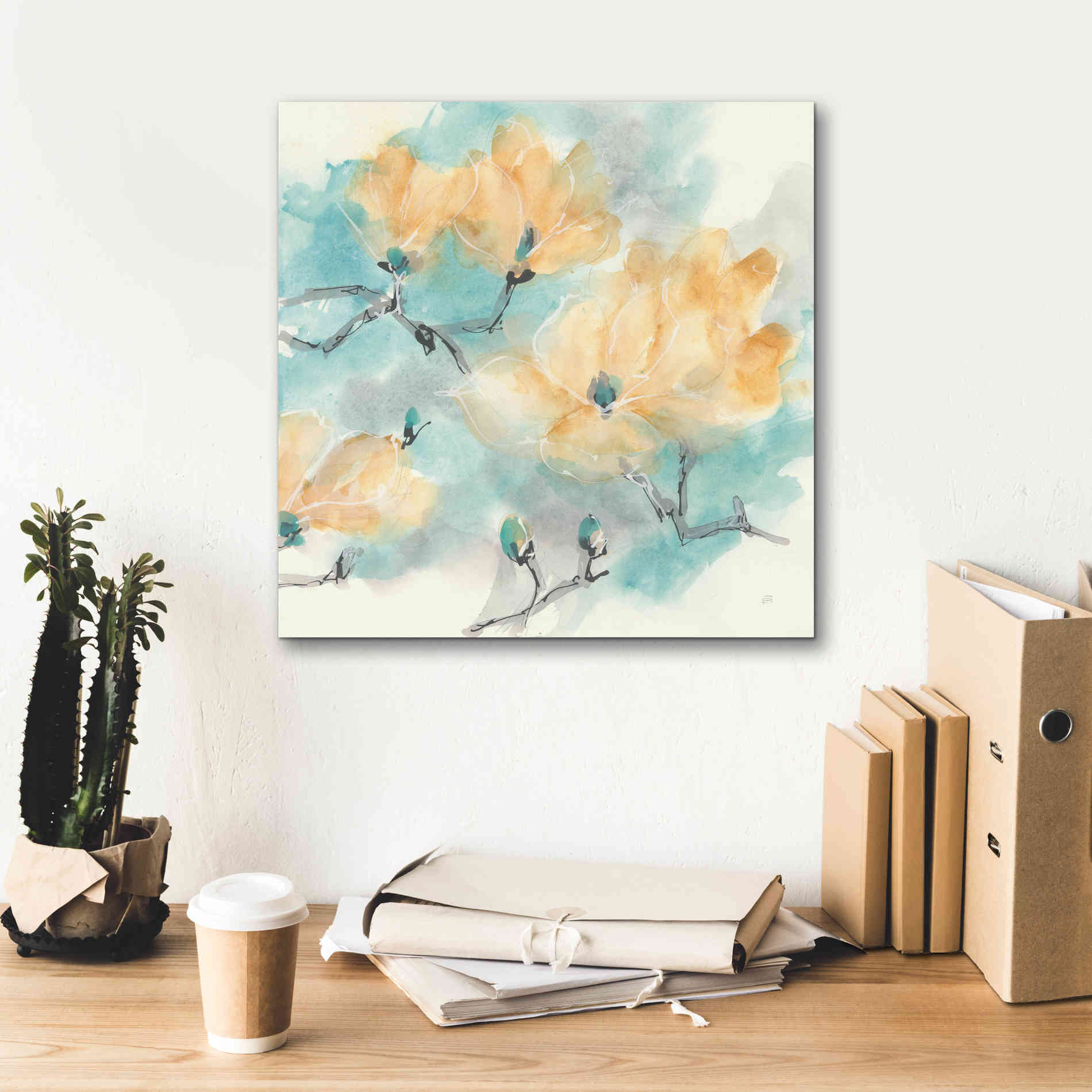 'Teal Buds I' by Chris Paschke, Giclee Canvas Wall Art,18 x 18