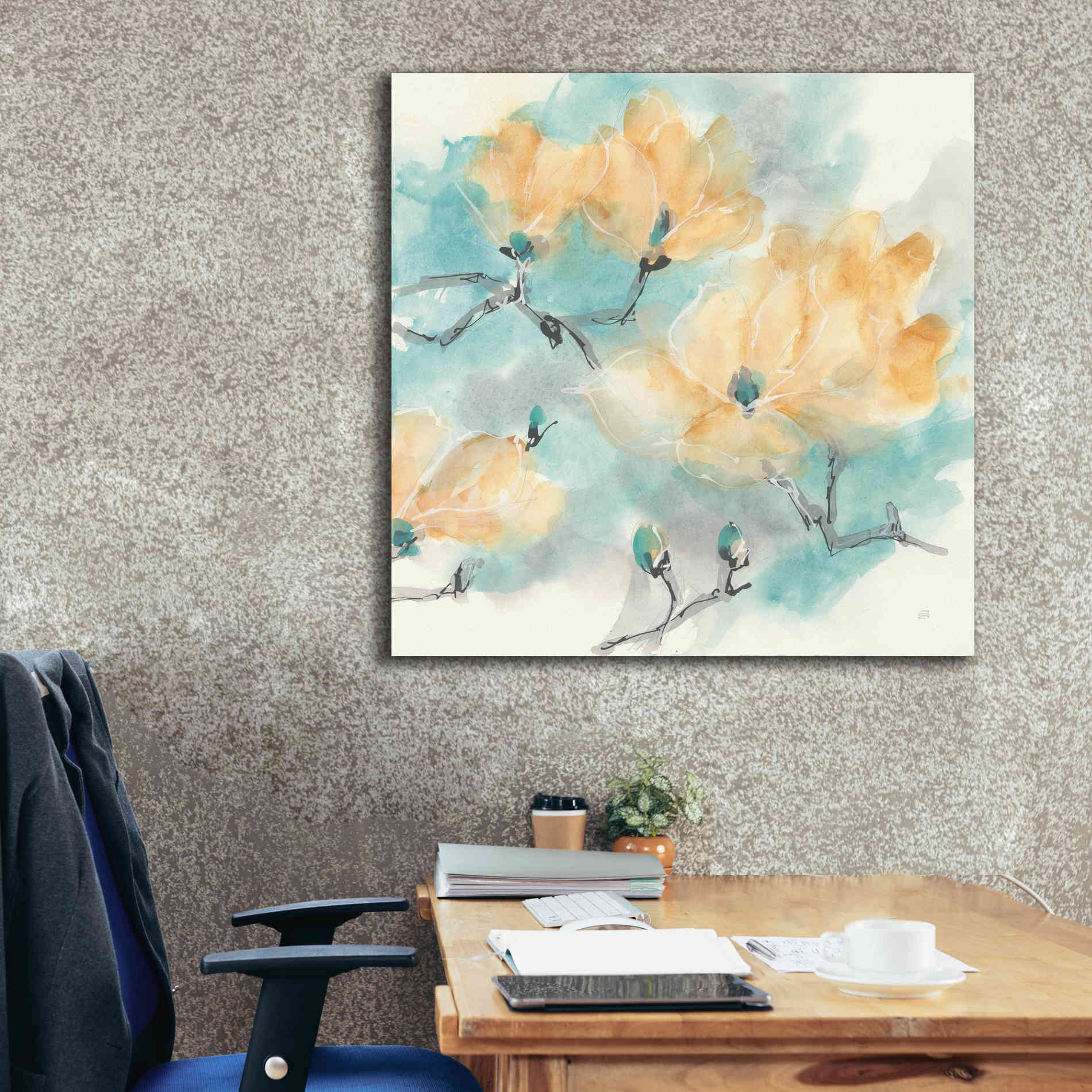 'Teal Buds I' by Chris Paschke, Giclee Canvas Wall Art,37 x 37