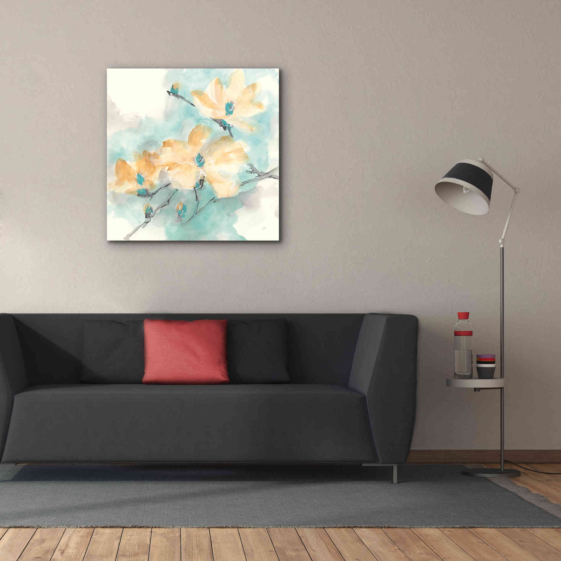 'Teal Buds II' by Chris Paschke, Giclee Canvas Wall Art,37 x 37