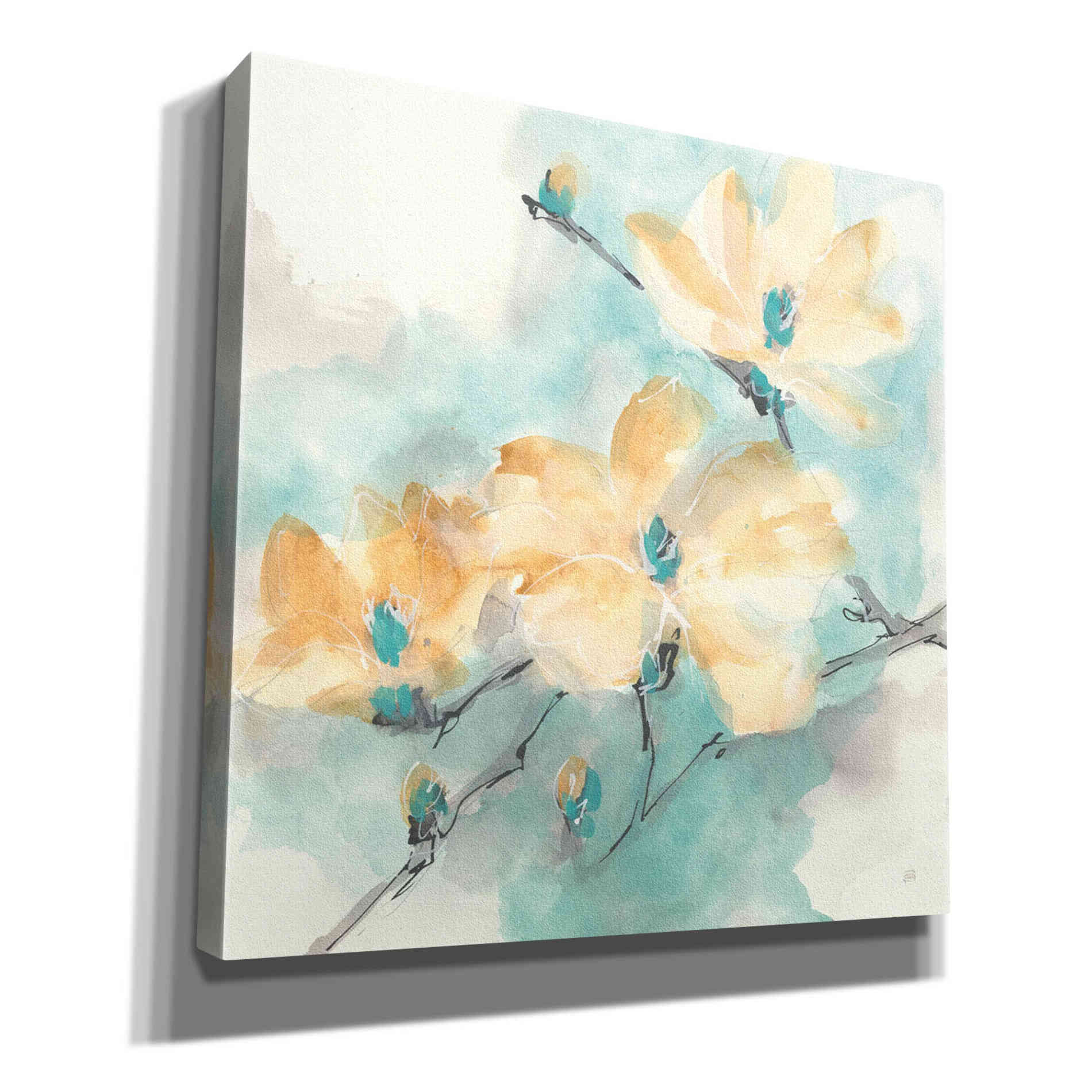 'Teal Buds II' by Chris Paschke, Giclee Canvas Wall Art