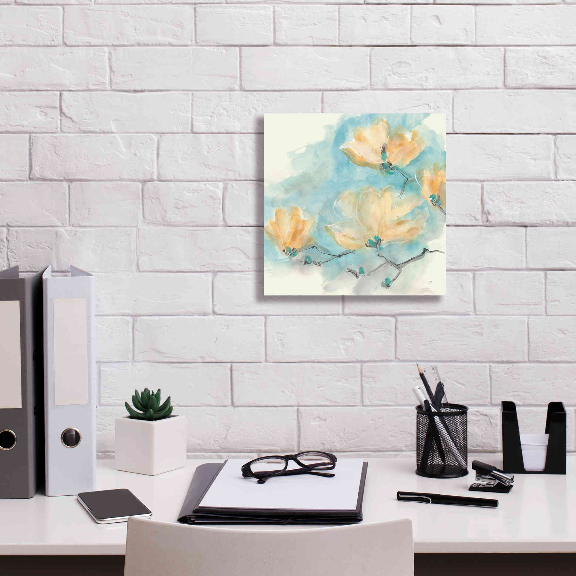 'Teal Buds III' by Chris Paschke, Giclee Canvas Wall Art,12 x 12