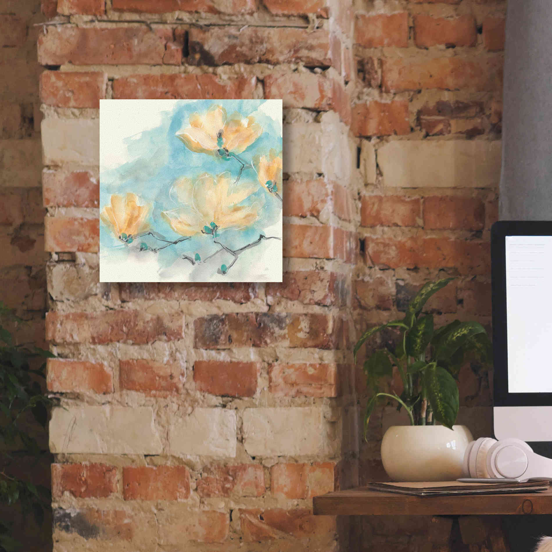 'Teal Buds III' by Chris Paschke, Giclee Canvas Wall Art,12 x 12