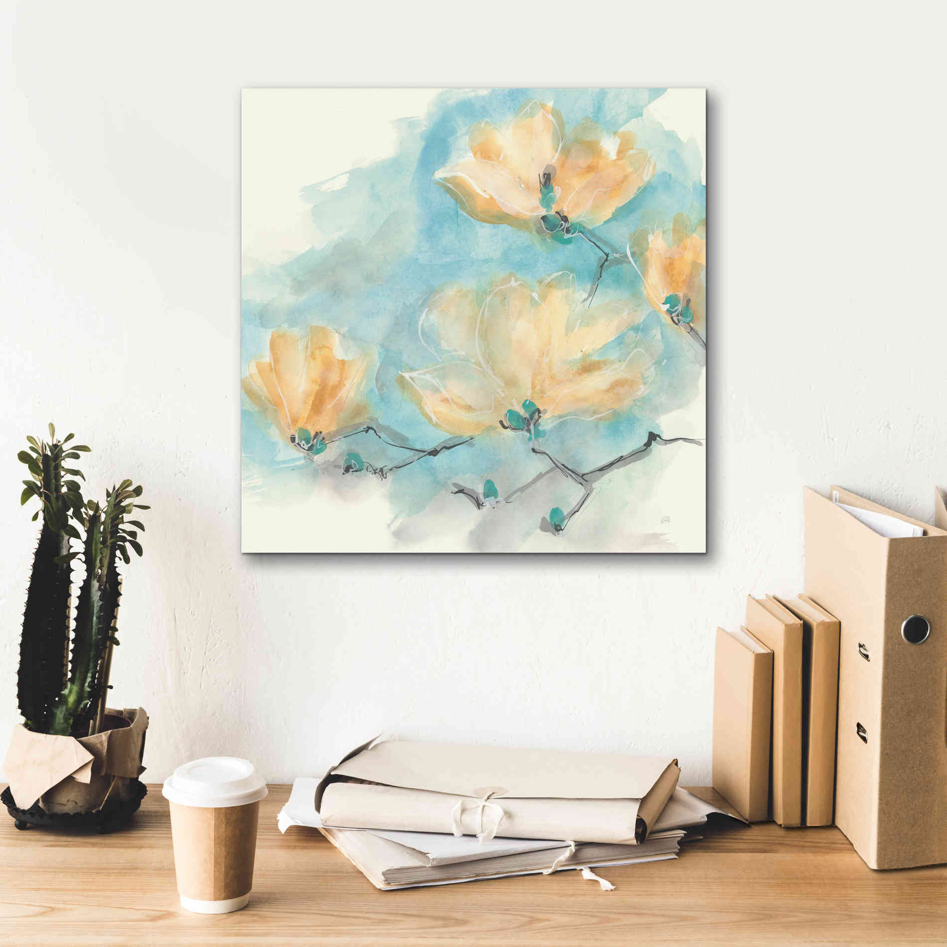 'Teal Buds III' by Chris Paschke, Giclee Canvas Wall Art,18 x 18