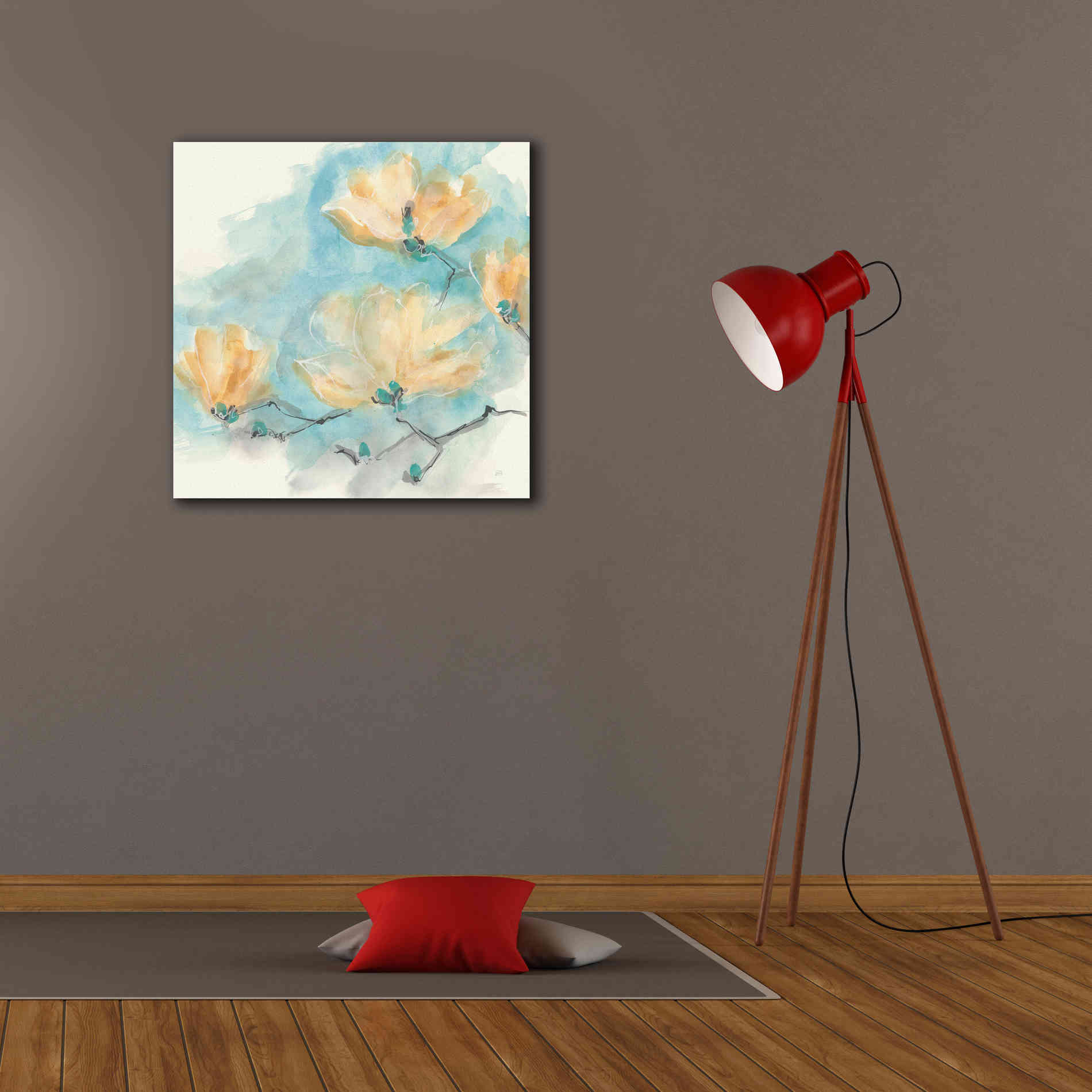 'Teal Buds III' by Chris Paschke, Giclee Canvas Wall Art,26 x 26