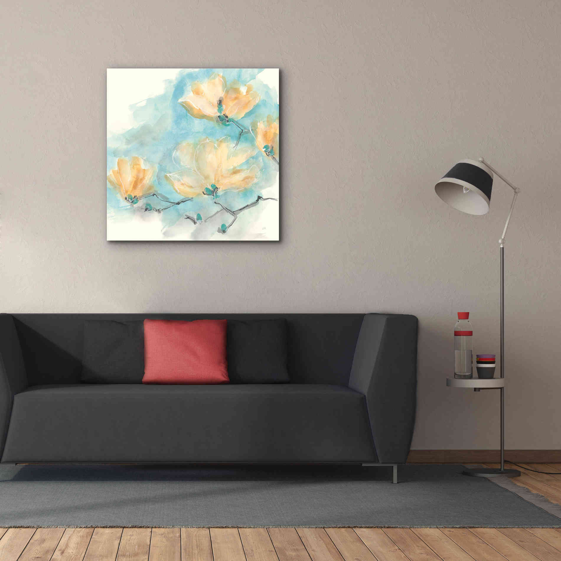 'Teal Buds III' by Chris Paschke, Giclee Canvas Wall Art,37 x 37