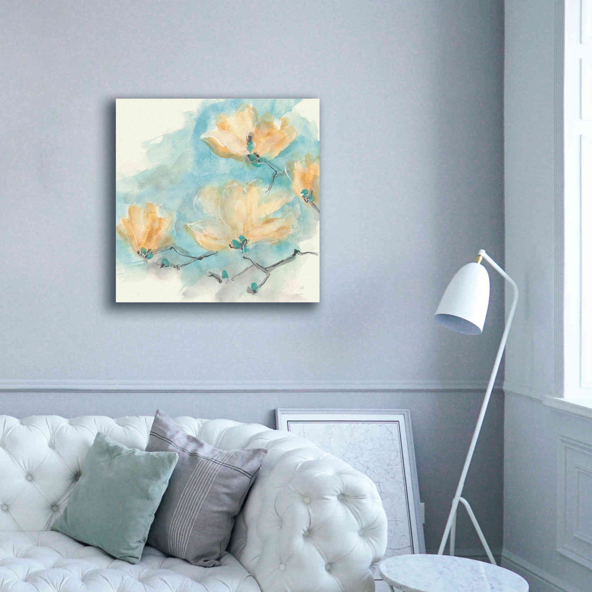 'Teal Buds III' by Chris Paschke, Giclee Canvas Wall Art,37 x 37