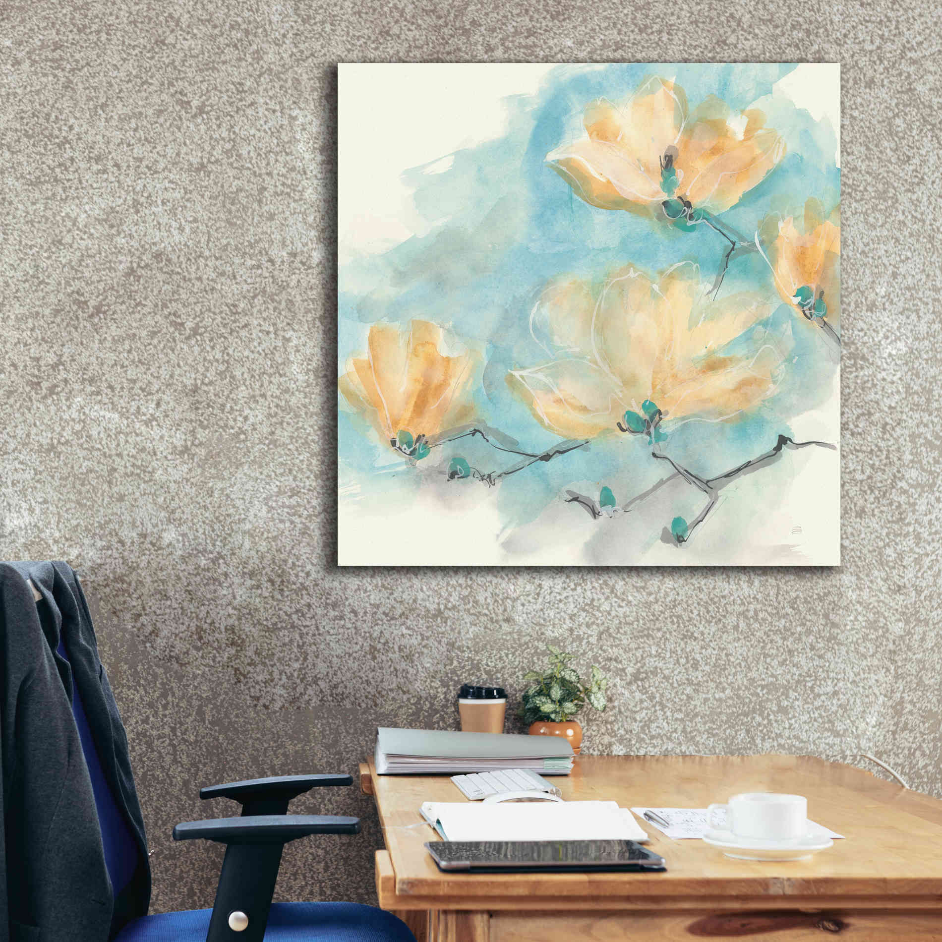 'Teal Buds III' by Chris Paschke, Giclee Canvas Wall Art,37 x 37