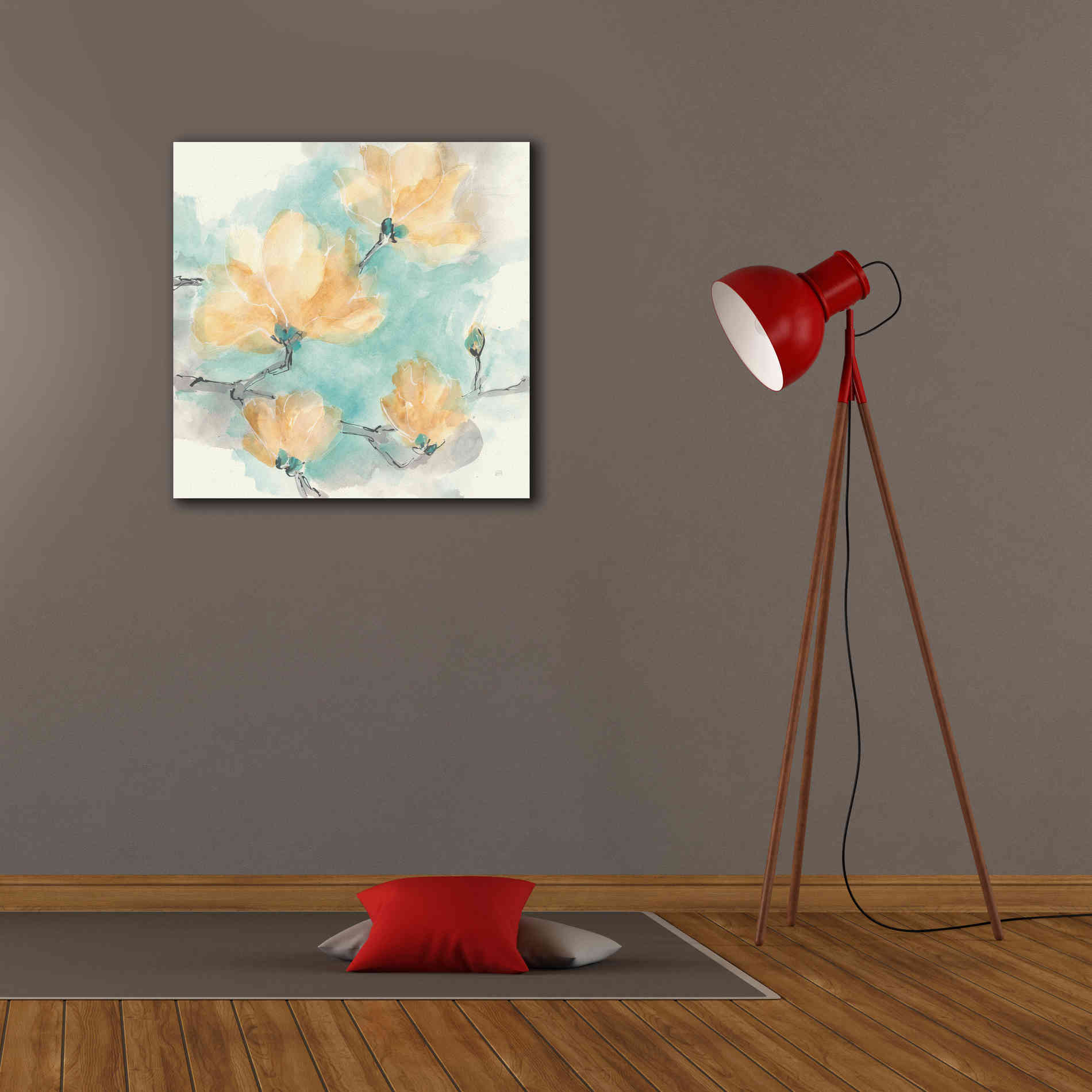 'Teal Buds IV' by Chris Paschke, Giclee Canvas Wall Art,26 x 26