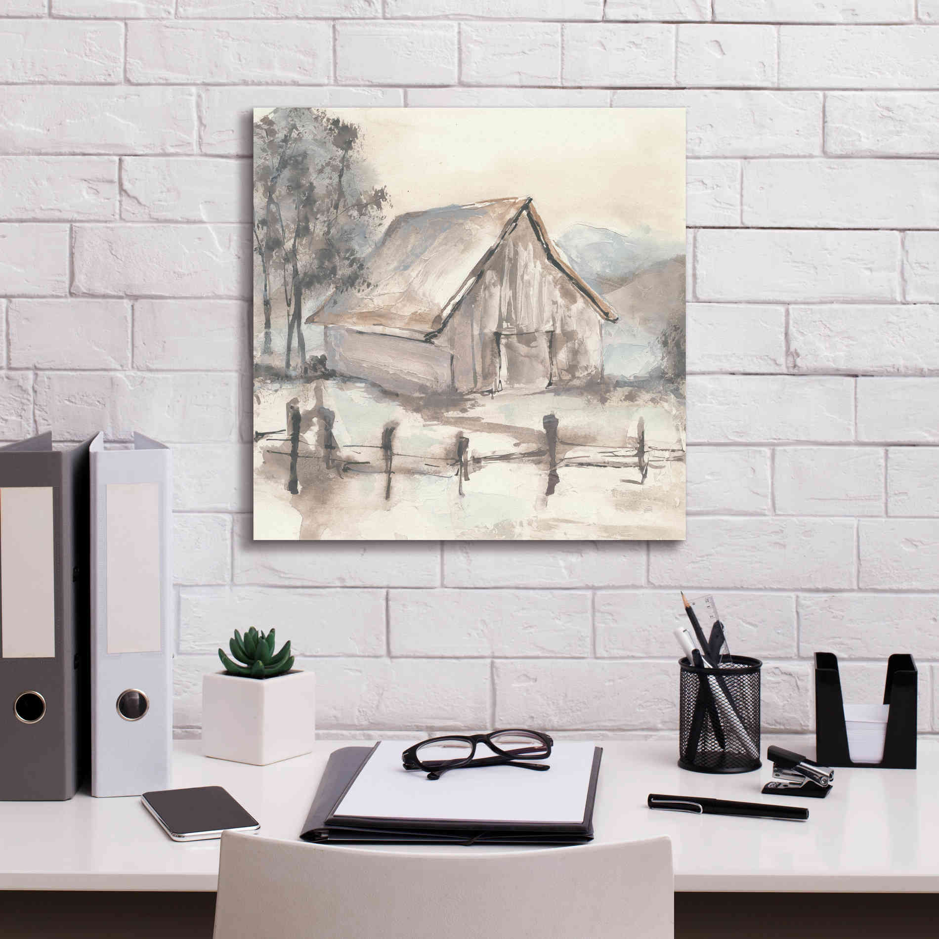 'Barn VII' by Chris Paschke, Giclee Canvas Wall Art,18 x 18