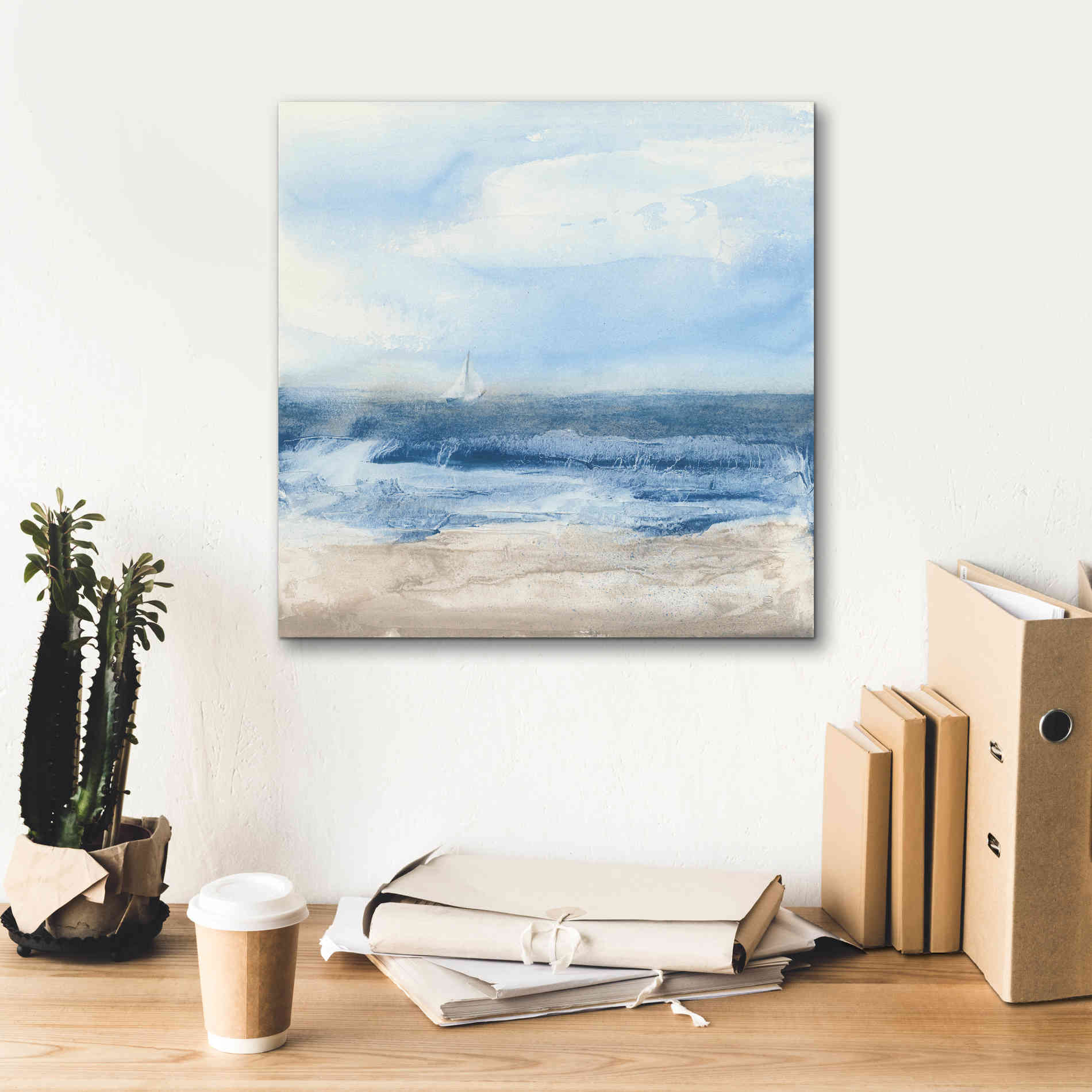 'Surf And Sails' by Chris Paschke, Giclee Canvas Wall Art,18 x 18