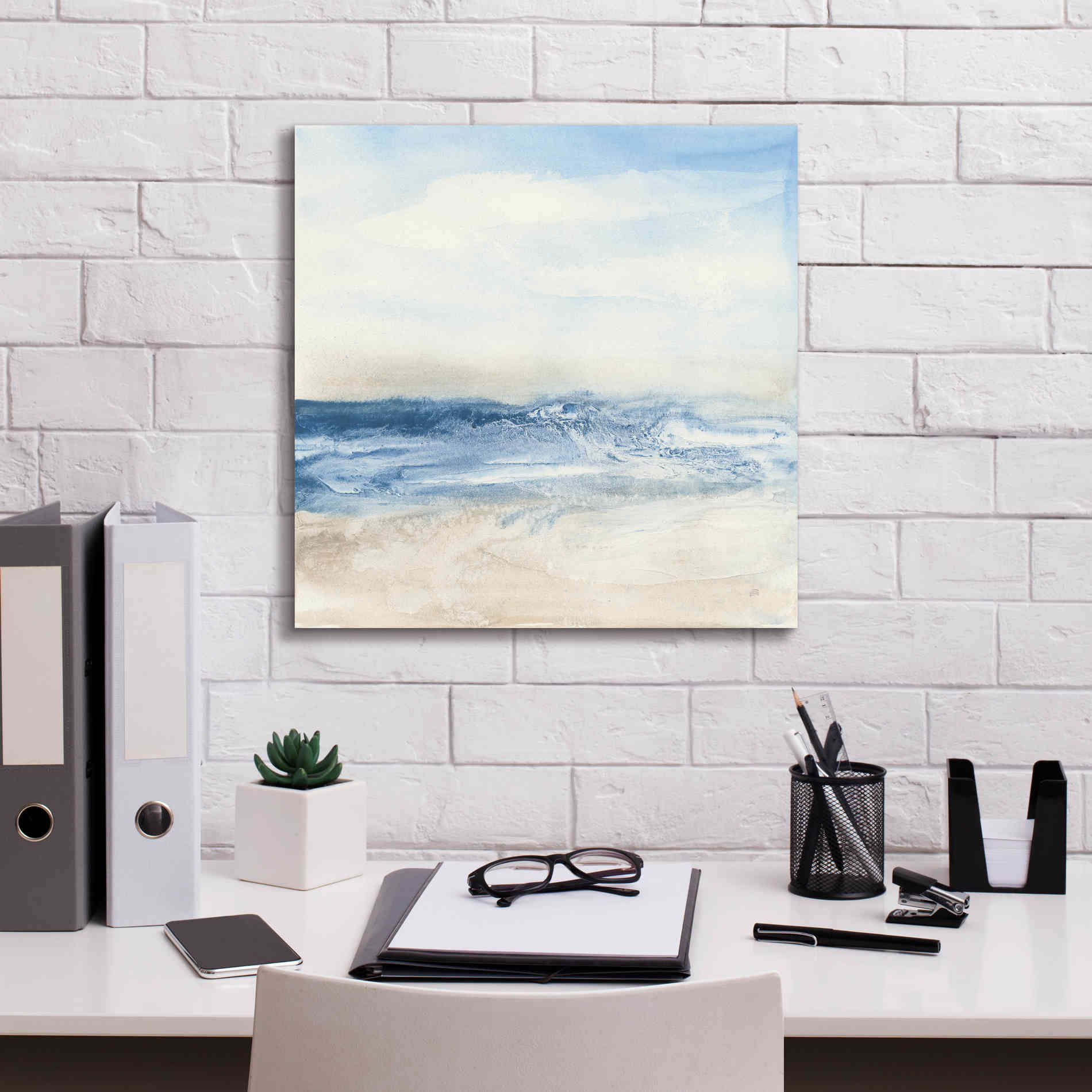 'Surf And Sand' by Chris Paschke, Giclee Canvas Wall Art,18 x 18