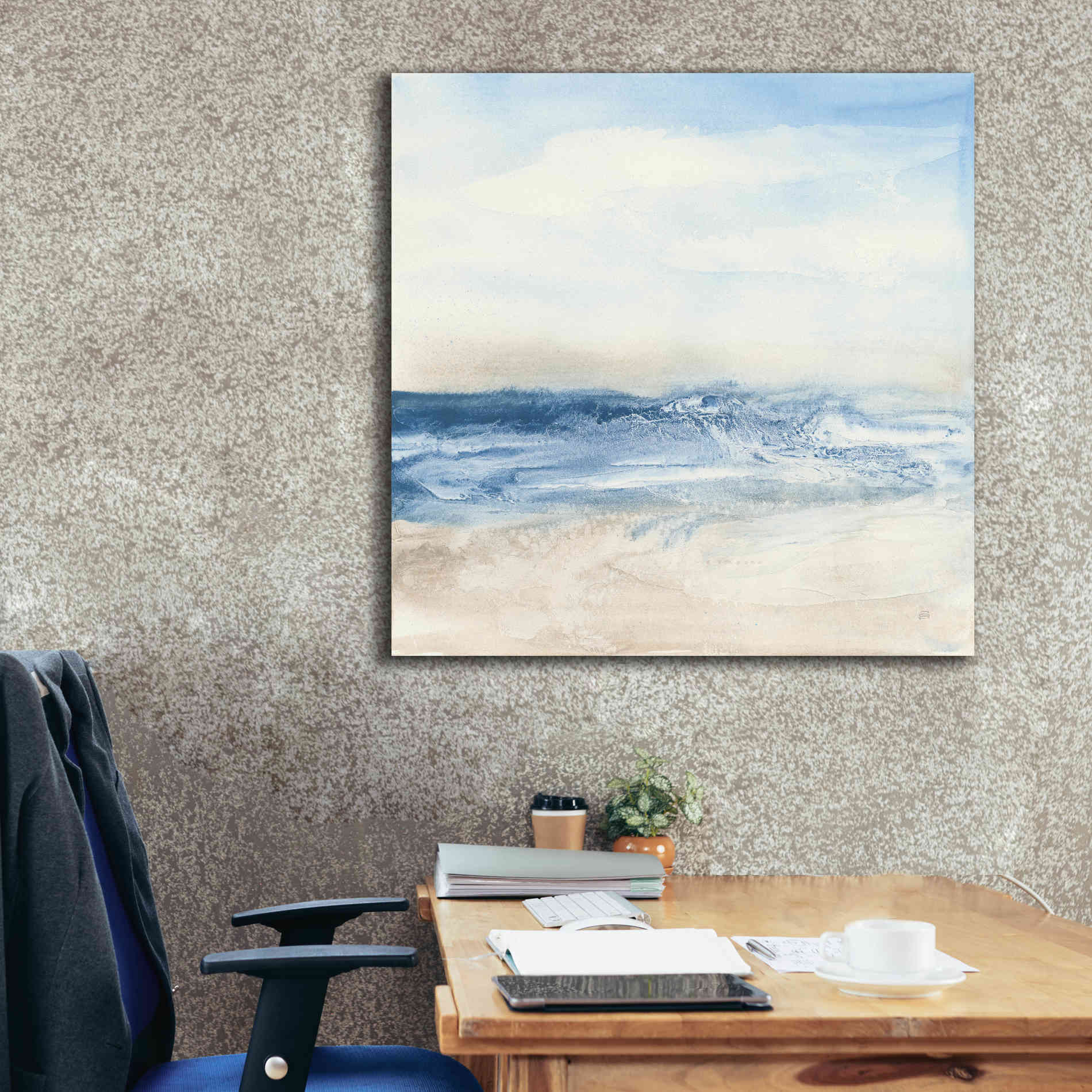 'Surf And Sand' by Chris Paschke, Giclee Canvas Wall Art,37 x 37