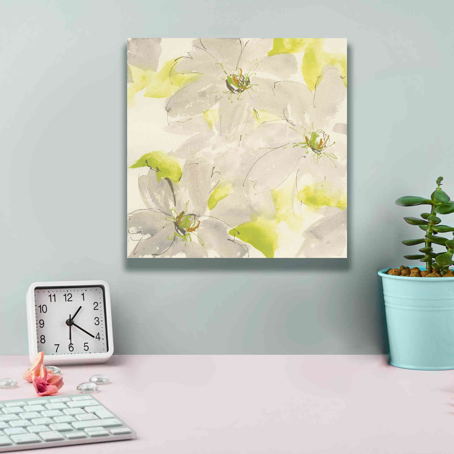'Dancing Clematis I' by Chris Paschke, Giclee Canvas Wall Art,12 x 12
