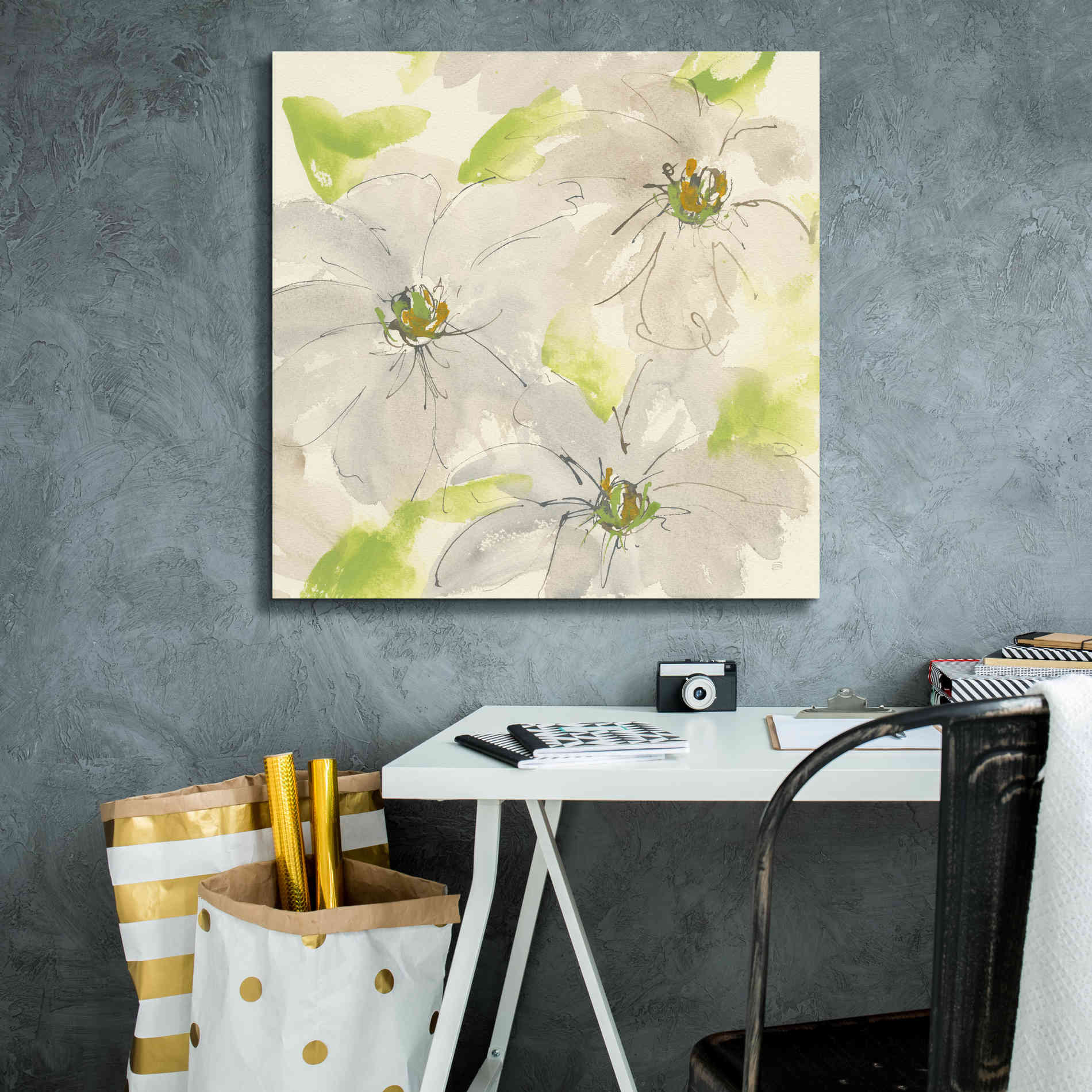 'Dancing Clematis II' by Chris Paschke, Giclee Canvas Wall Art,26 x 26