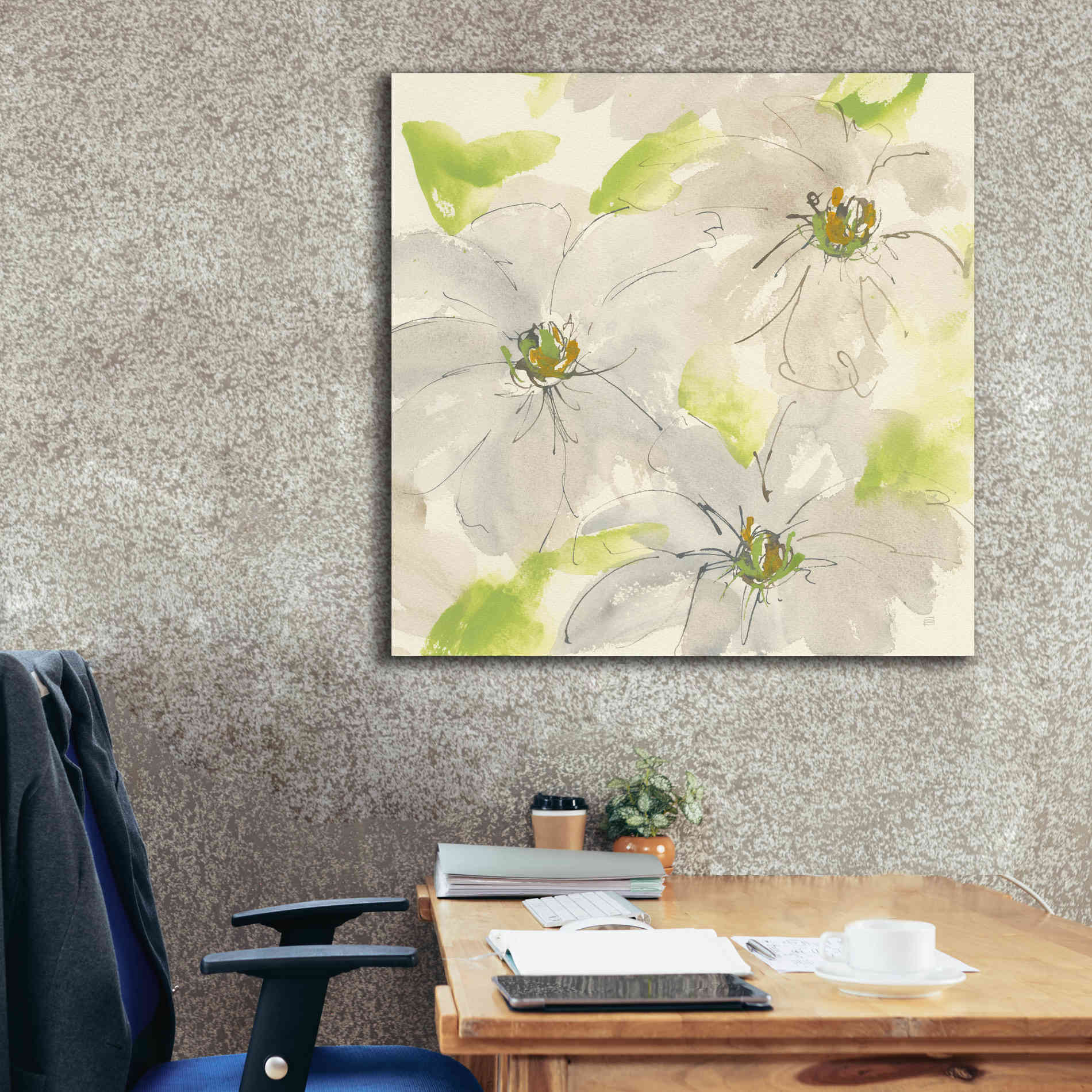 'Dancing Clematis II' by Chris Paschke, Giclee Canvas Wall Art,37 x 37