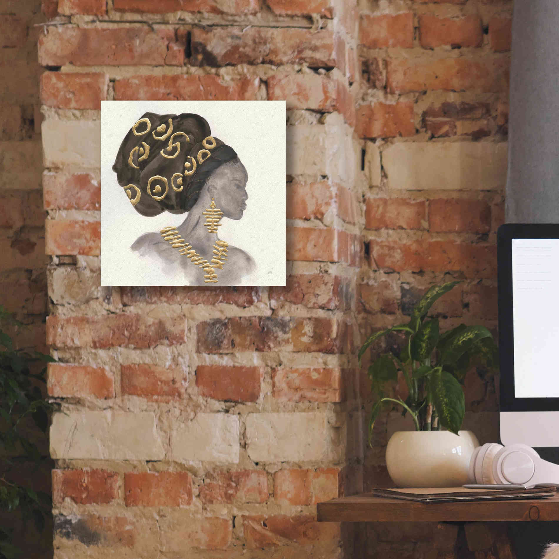 'Headdress Beauty I' by Chris Paschke, Giclee Canvas Wall Art,12 x 12