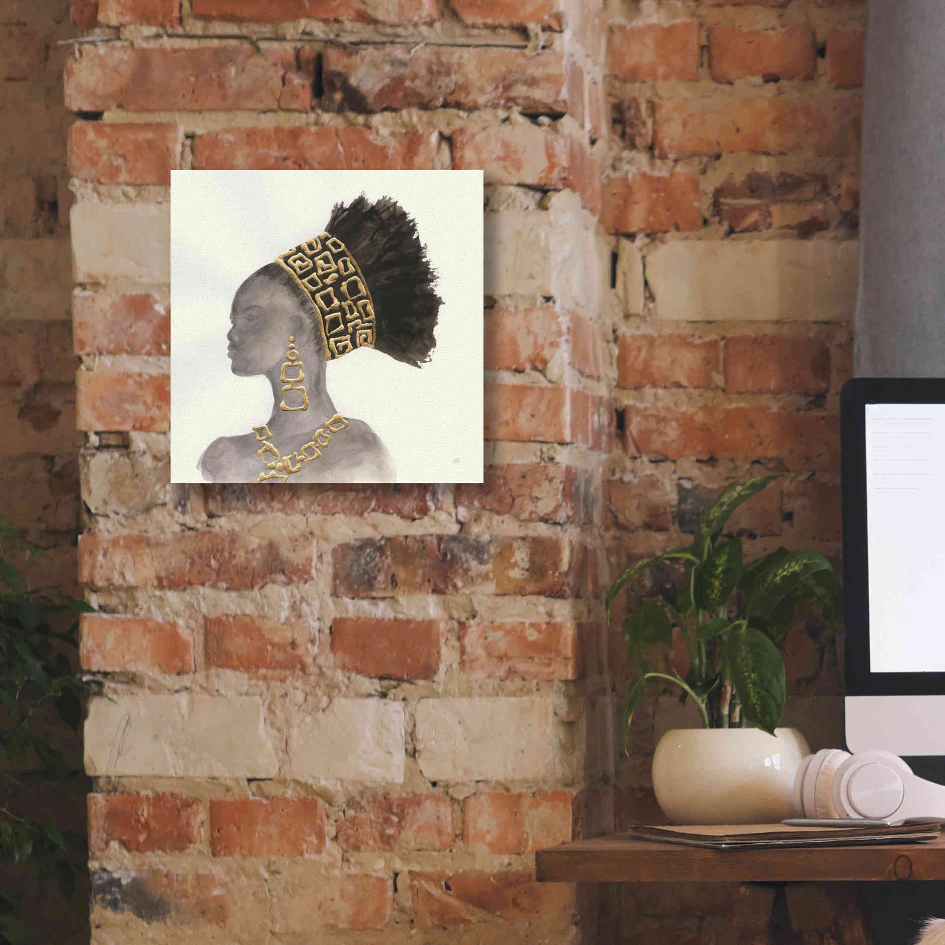 'Headdress Beauty II' by Chris Paschke, Giclee Canvas Wall Art,12 x 12